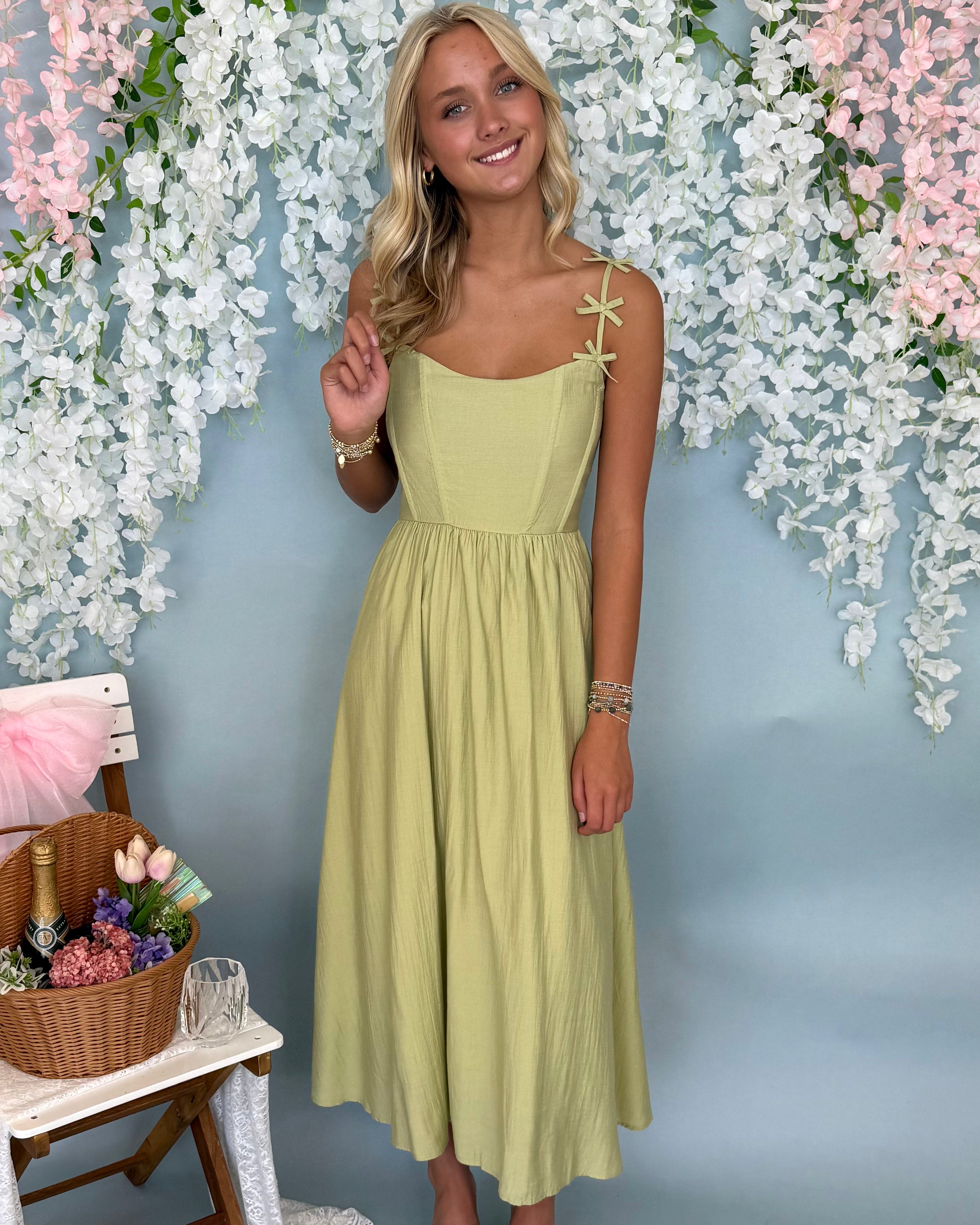 Endeavor Kiwi Bow Strap Maxi Dress-Shop-Womens-Boutique-Clothing