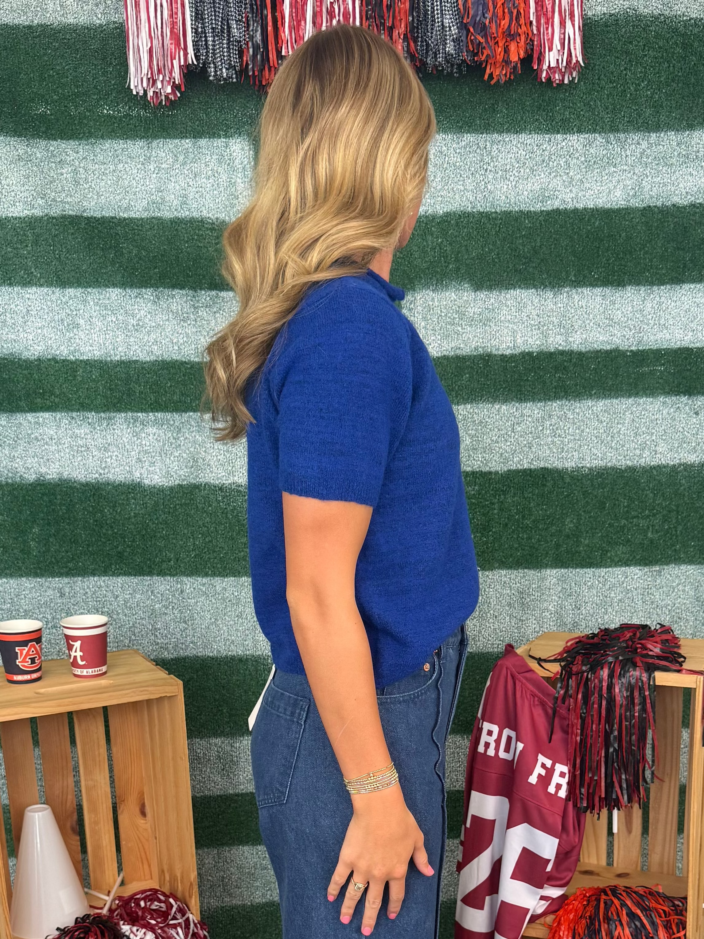 Stadium Lights Royal Button Up Cardigan-Shop-Womens-Boutique-Clothing