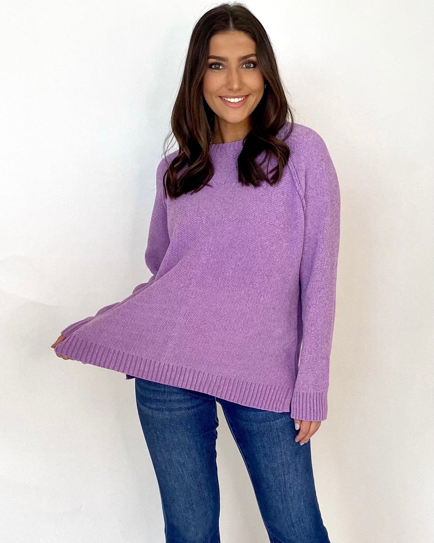 Ask Again Lavender Raglan Sweater-Shop-Womens-Boutique-Clothing