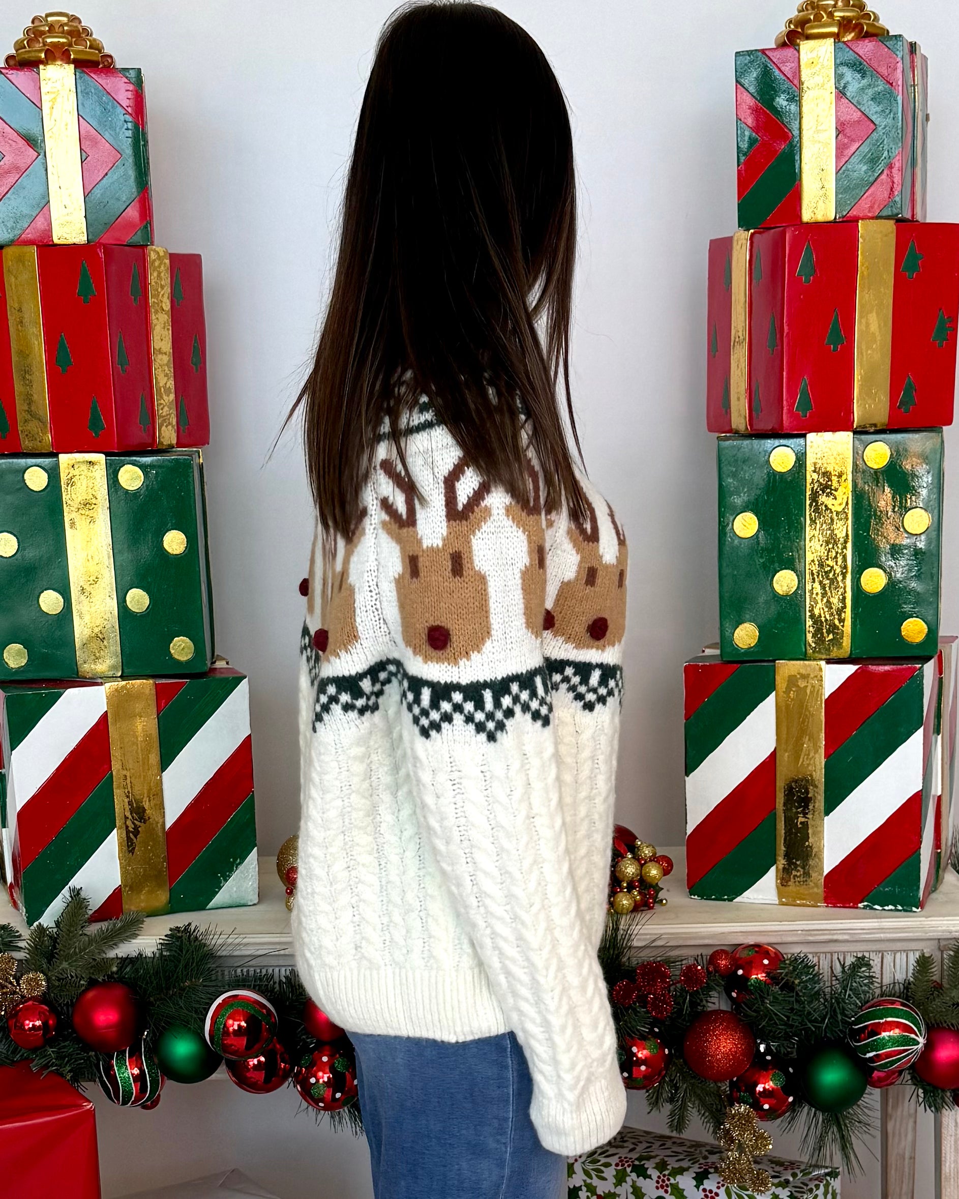 Sleigh Rides Ivory Rudolph Textured Sweater-Shop-Womens-Boutique-Clothing