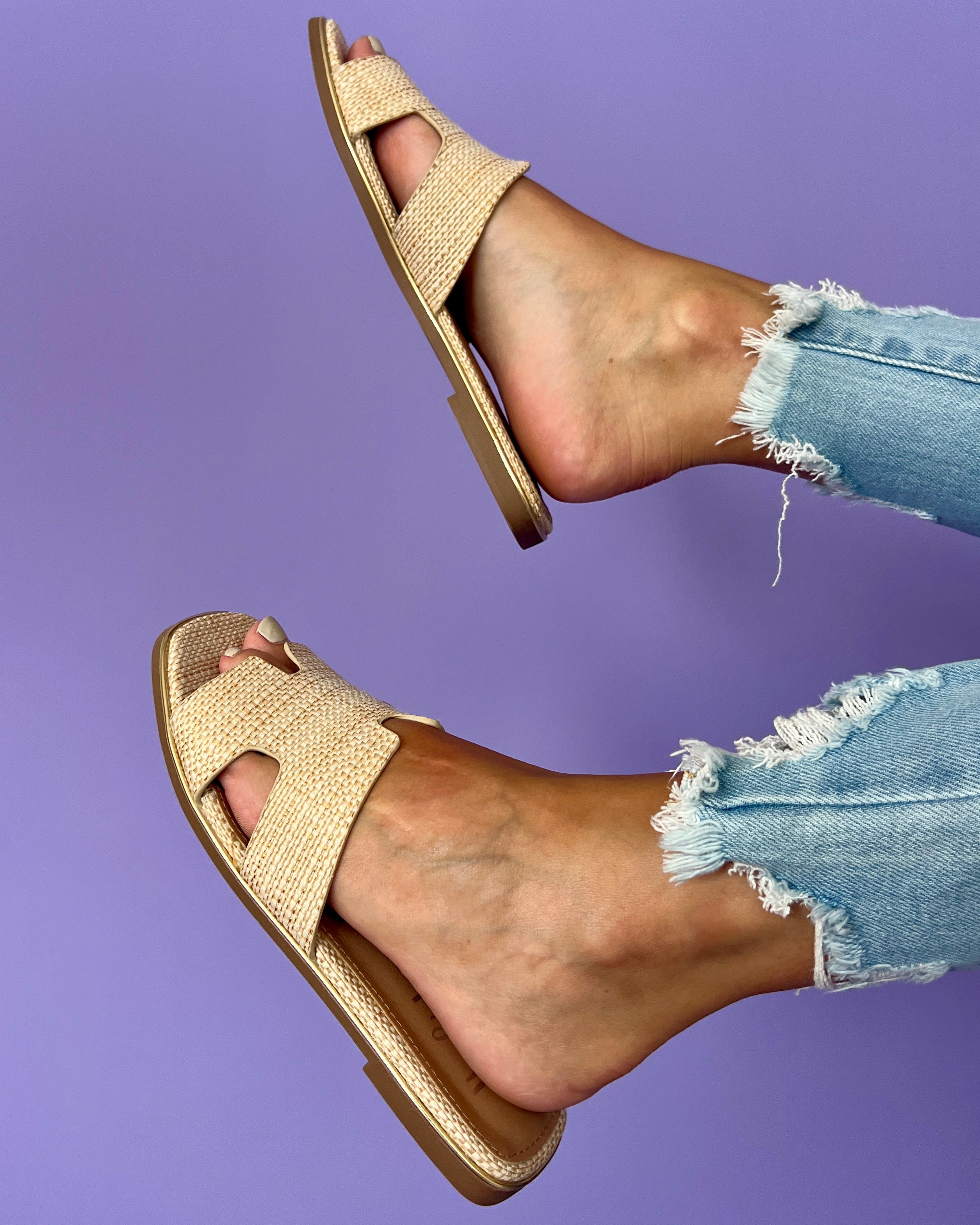 Kai Raffia Slip On Sandals-Shop-Womens-Boutique-Clothing