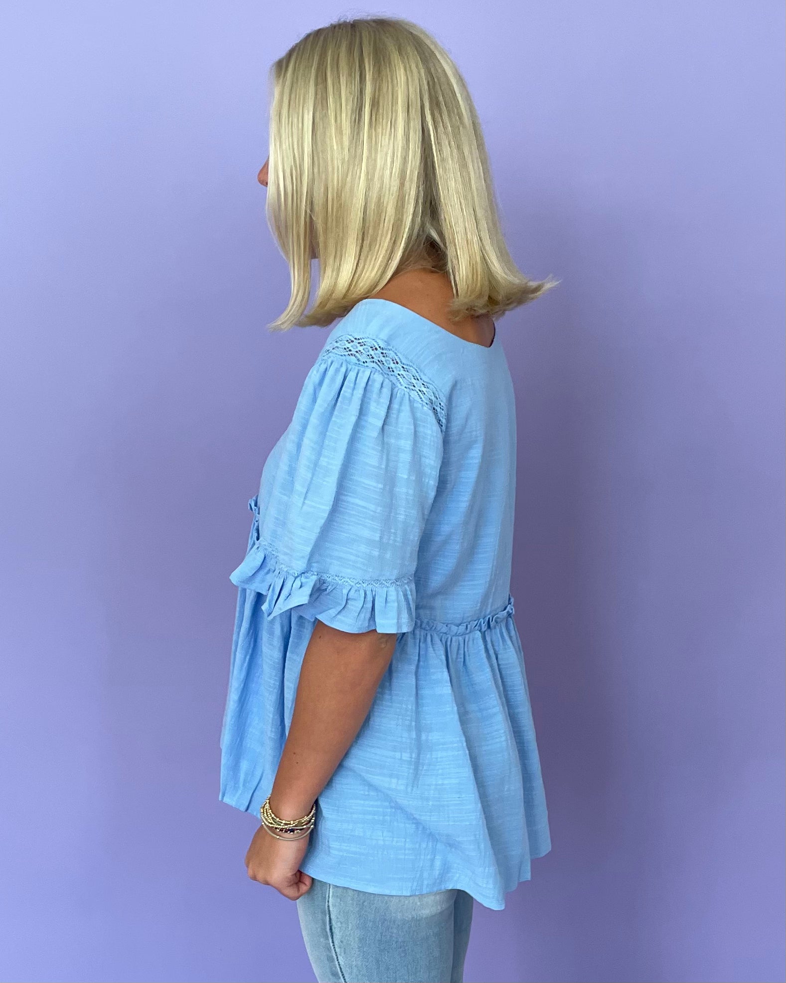 Read All Peri Blue Linen Babydoll Top-Shop-Womens-Boutique-Clothing