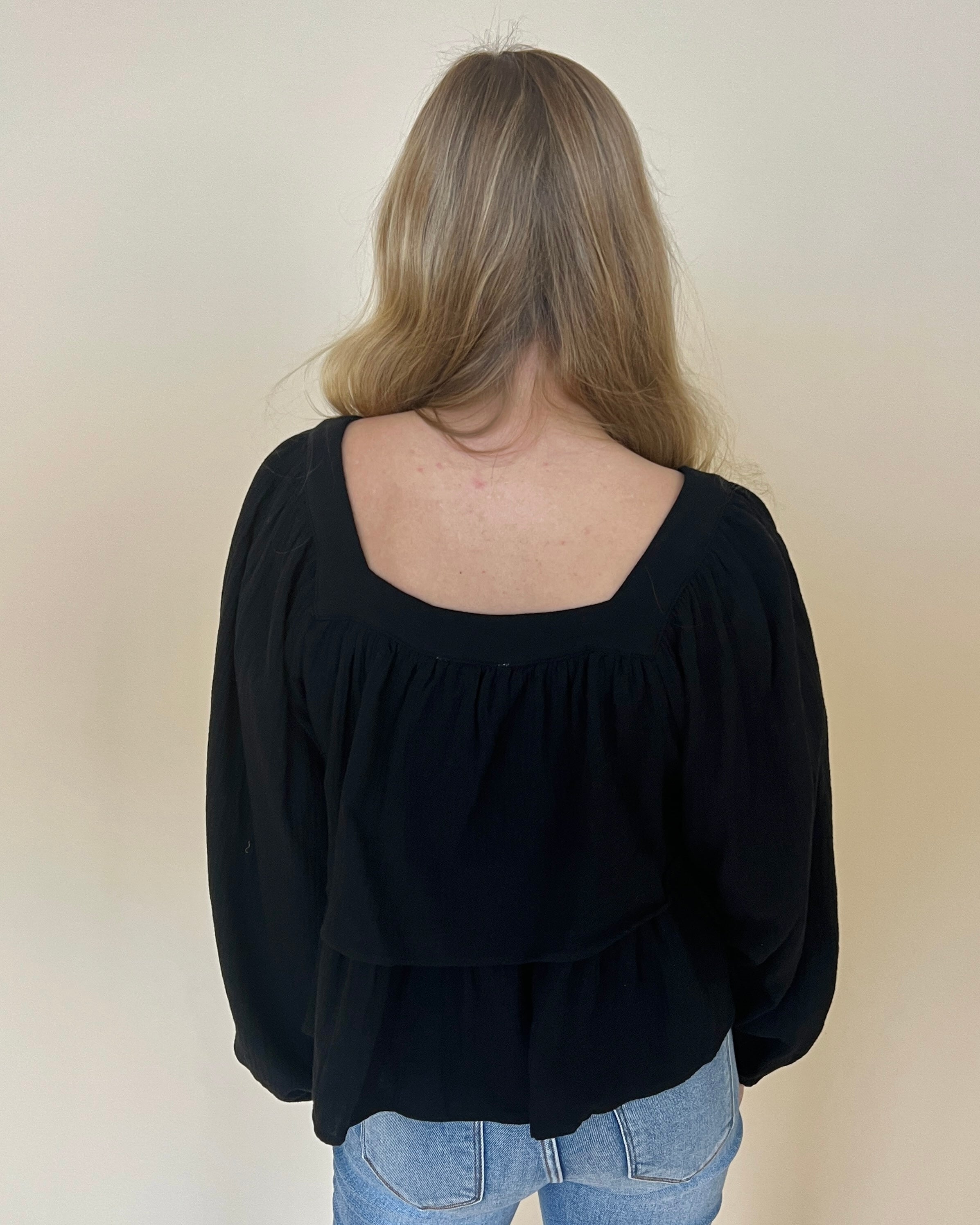 Spin Me Around Black Square Neck Top-Shop-Womens-Boutique-Clothing