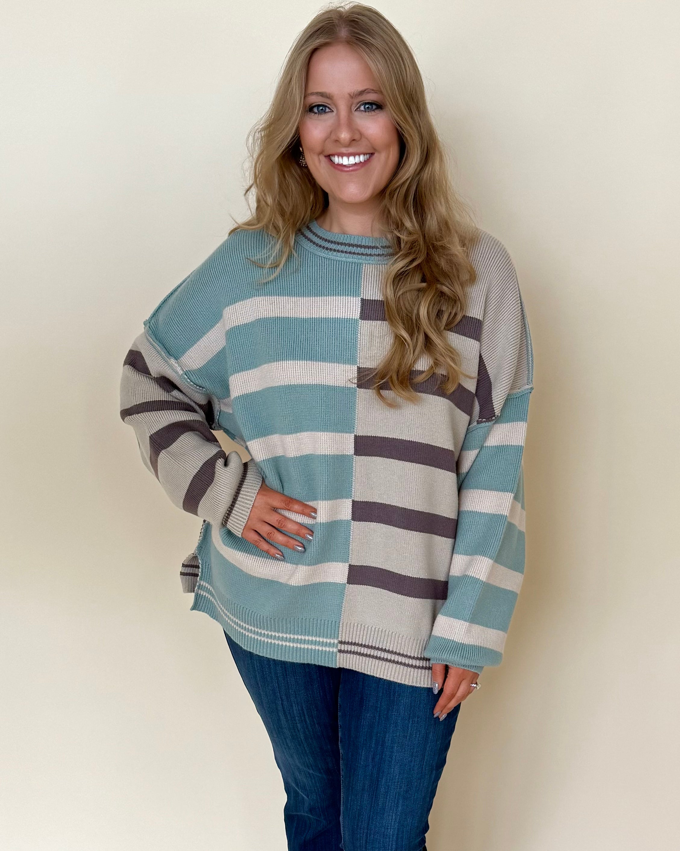 For Good Sage Plus Colorblock Sweater-Shop-Womens-Boutique-Clothing