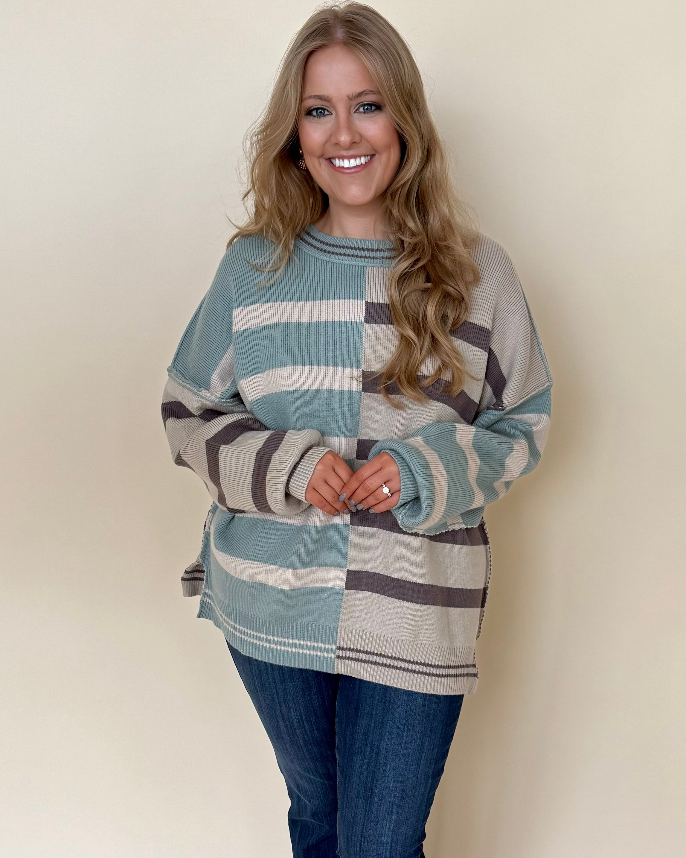 For Good Sage Plus Colorblock Sweater-Shop-Womens-Boutique-Clothing