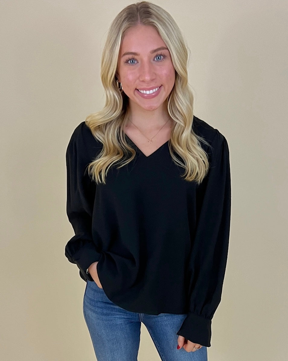 Find You Well Black V-neck Top-Shop-Womens-Boutique-Clothing