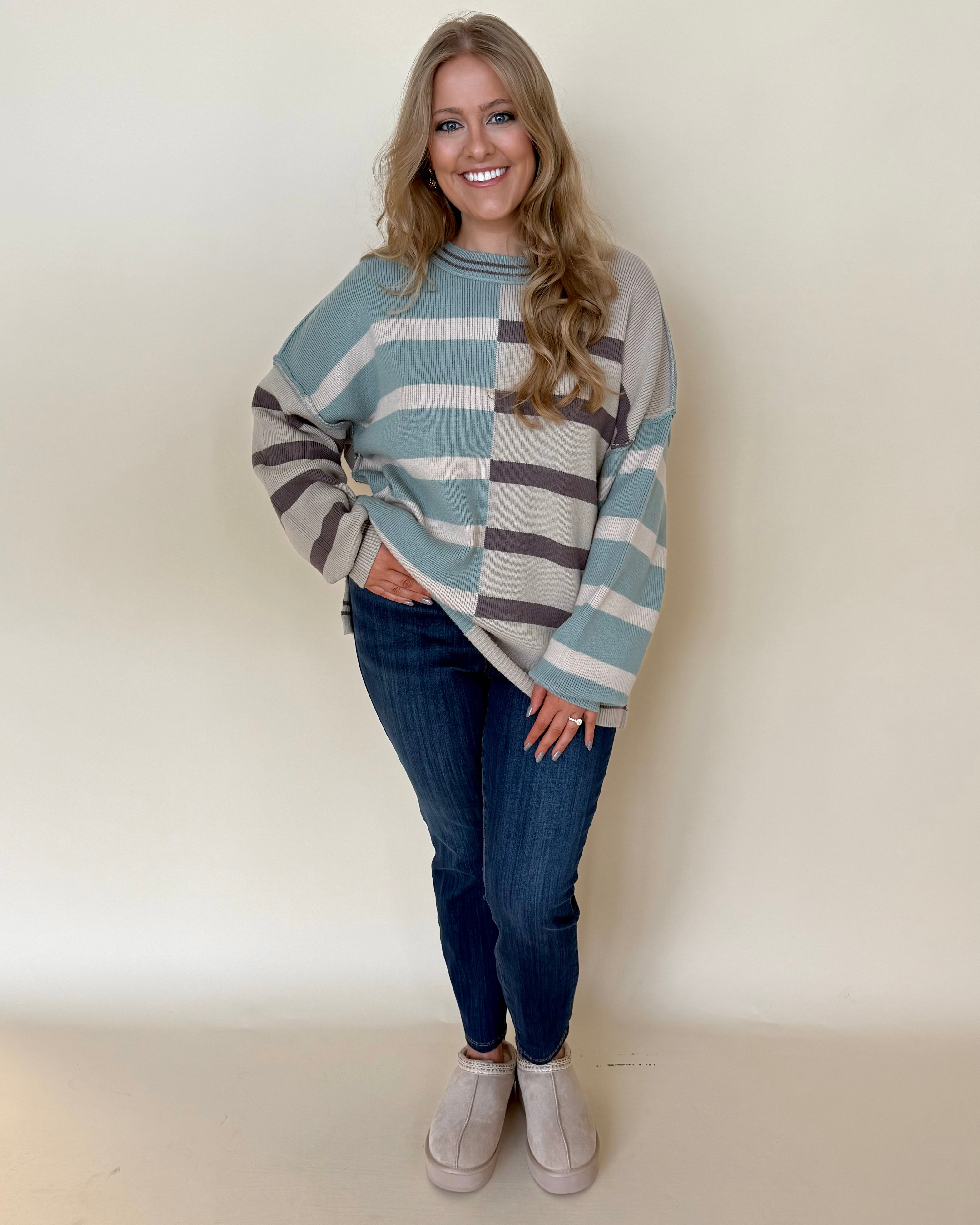 For Good Sage Plus Colorblock Sweater-Shop-Womens-Boutique-Clothing