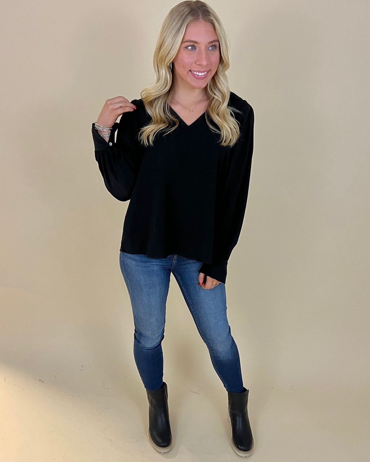 Find You Well Black V-neck Top-Shop-Womens-Boutique-Clothing