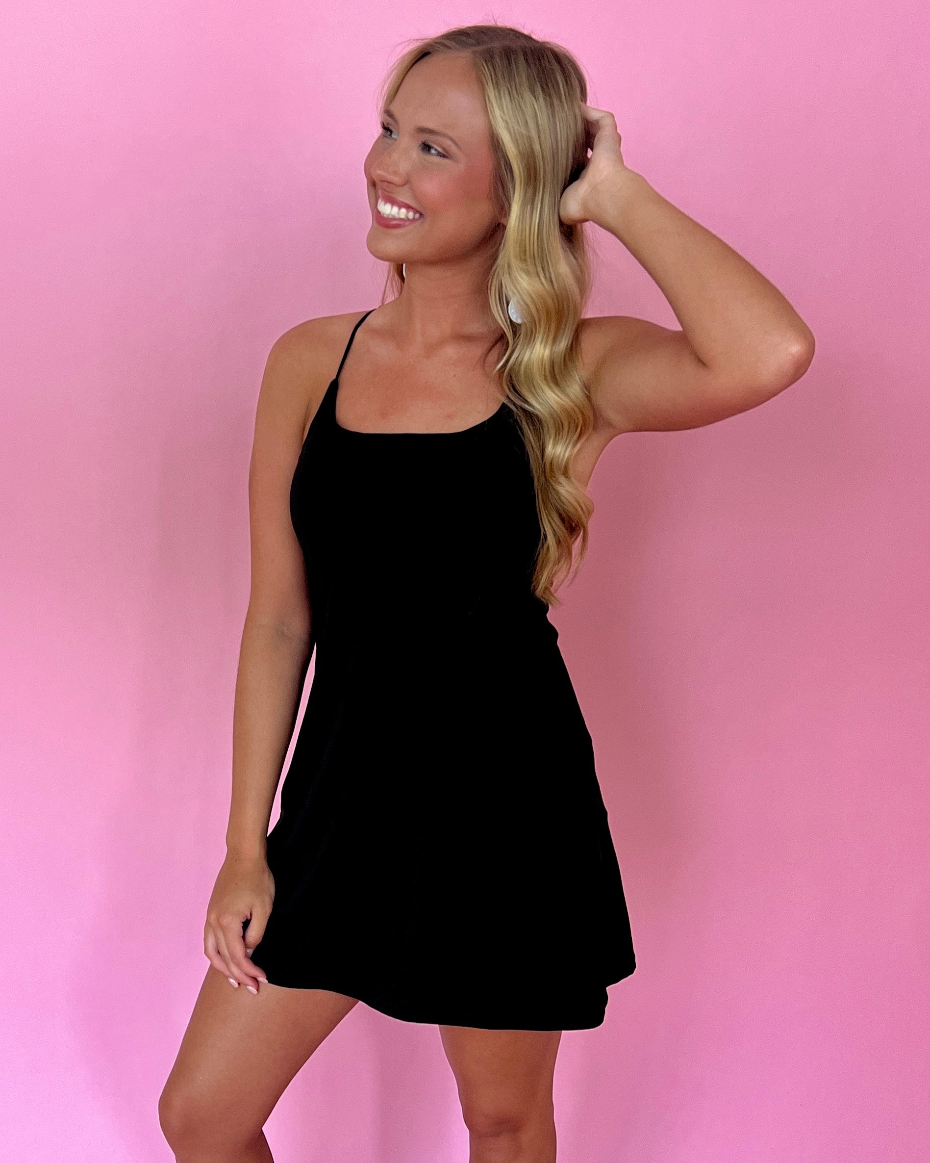 Jump For Joy Black A-Line Padded Tennis Dress-Shop-Womens-Boutique-Clothing