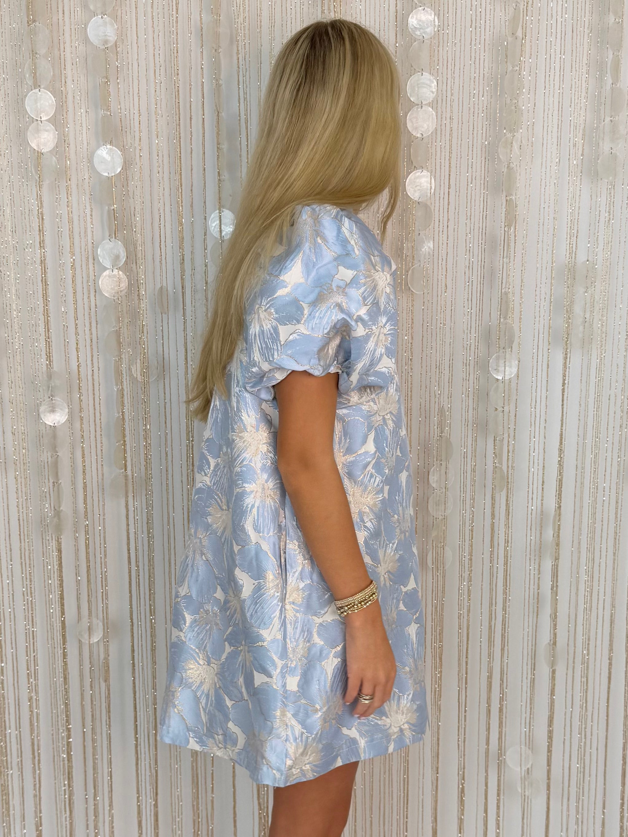 Delicate Darling Sky Ruffle V-Neck Dress-Shop-Womens-Boutique-Clothing