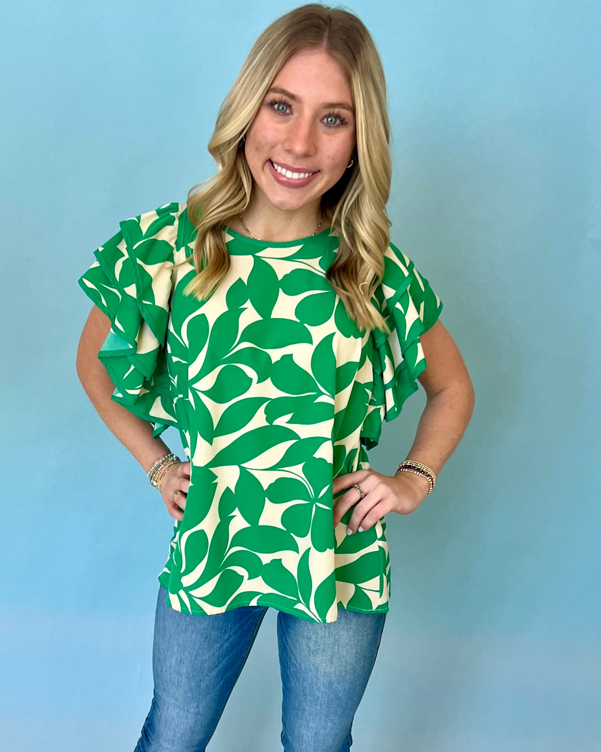 Wishing Away Green Floral Top-Shop-Womens-Boutique-Clothing