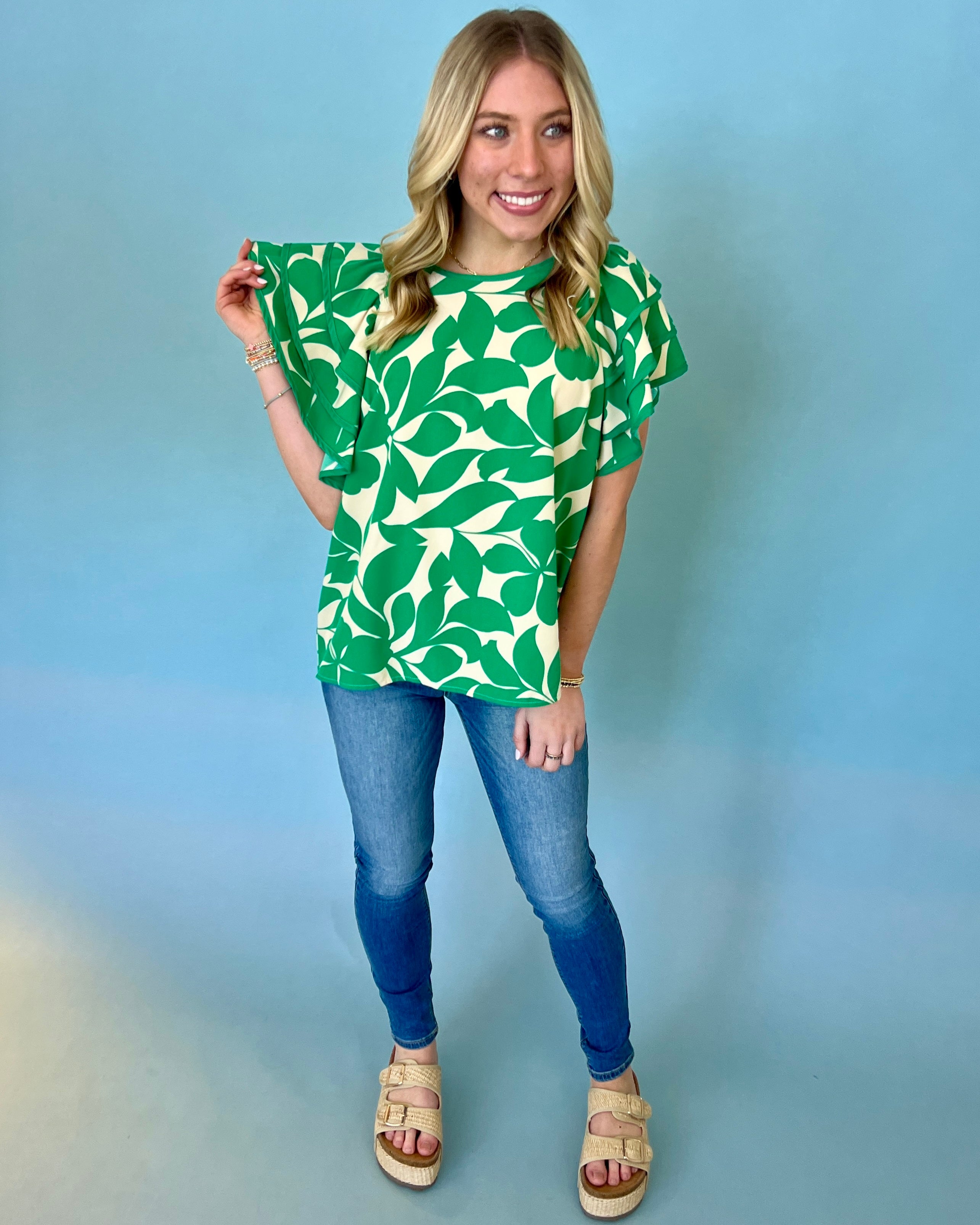 Wishing Away Green Floral Top-Shop-Womens-Boutique-Clothing