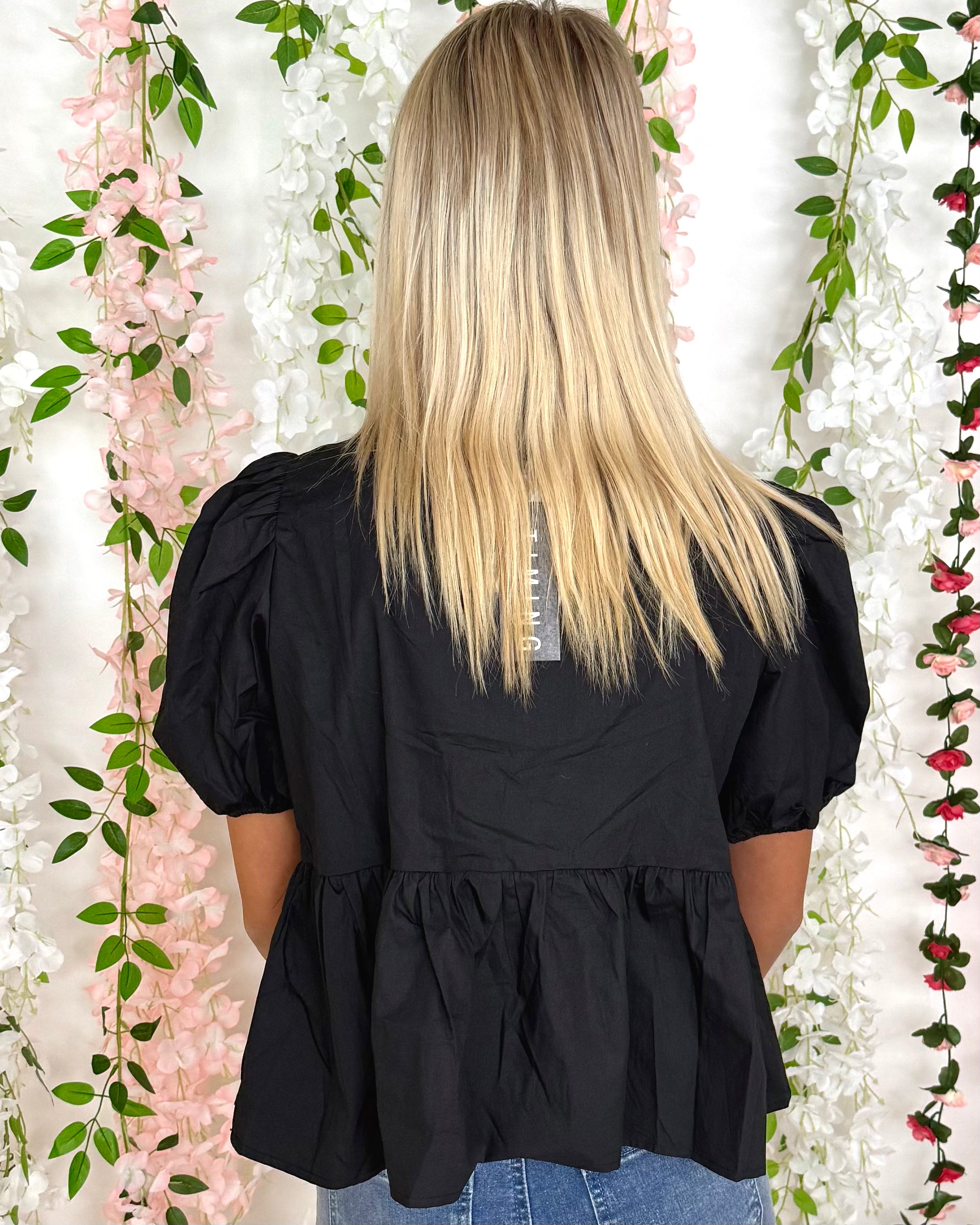 Way To Go Black Bow Top-Shop-Womens-Boutique-Clothing