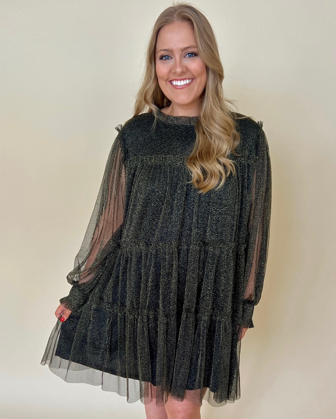 Shimmery Babe Black Plus Metallic Dress-Shop-Womens-Boutique-Clothing