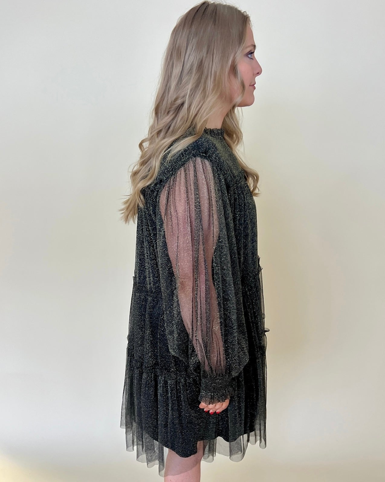 Shimmery Babe Black Plus Metallic Dress-Shop-Womens-Boutique-Clothing