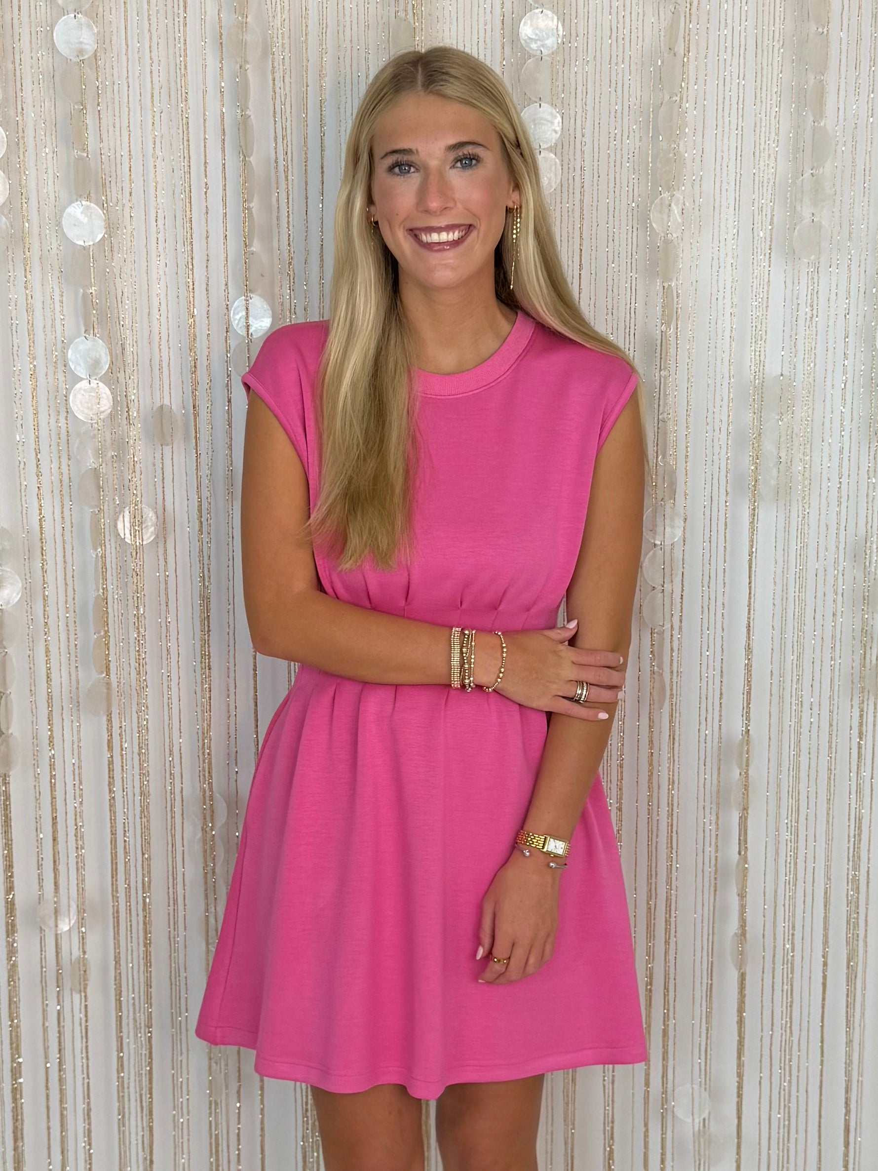 Sweet Silhoutte Pink Pintuck Dress-Shop-Womens-Boutique-Clothing