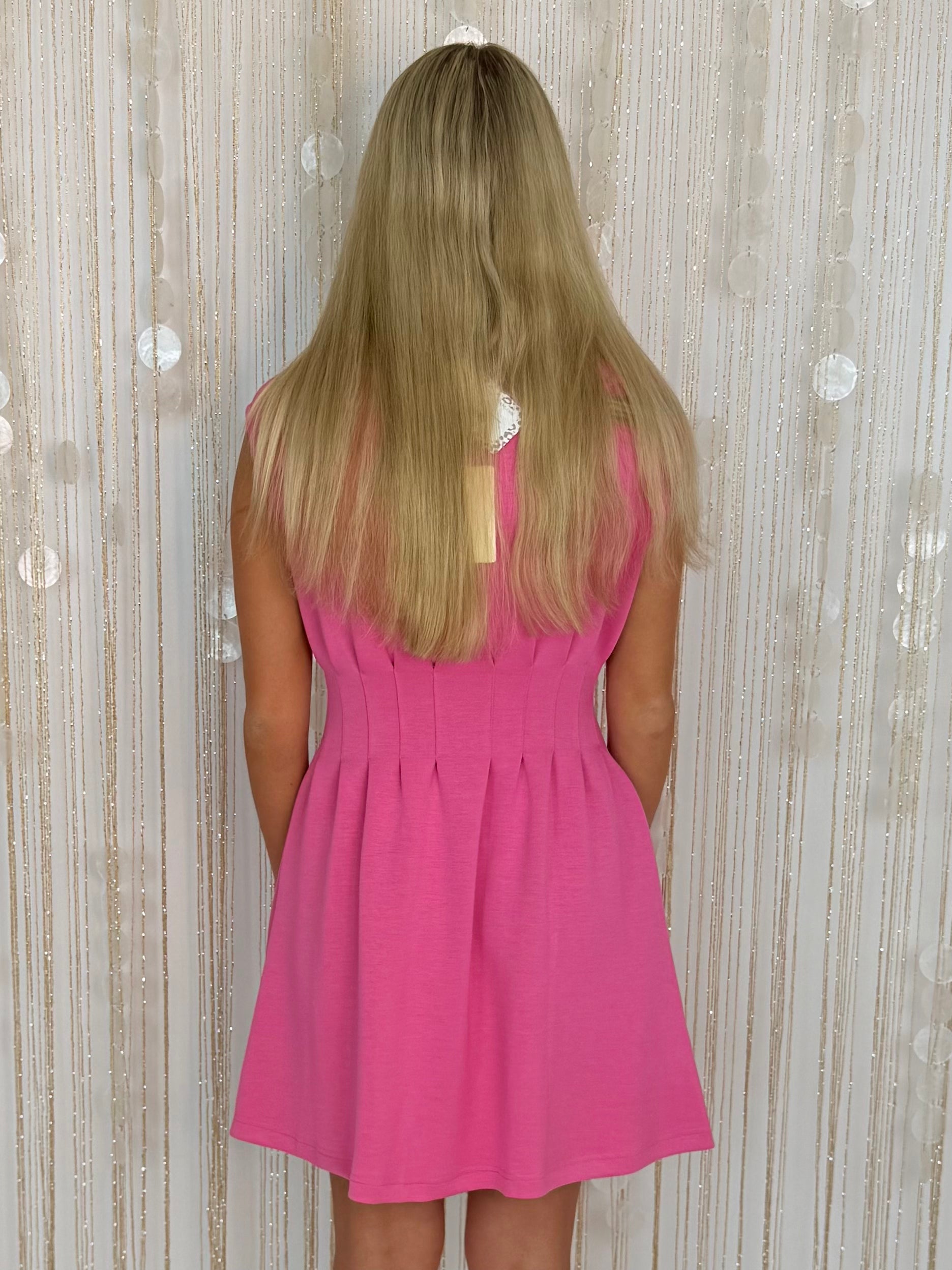 Sweet Silhoutte Pink Pintuck Dress-Shop-Womens-Boutique-Clothing