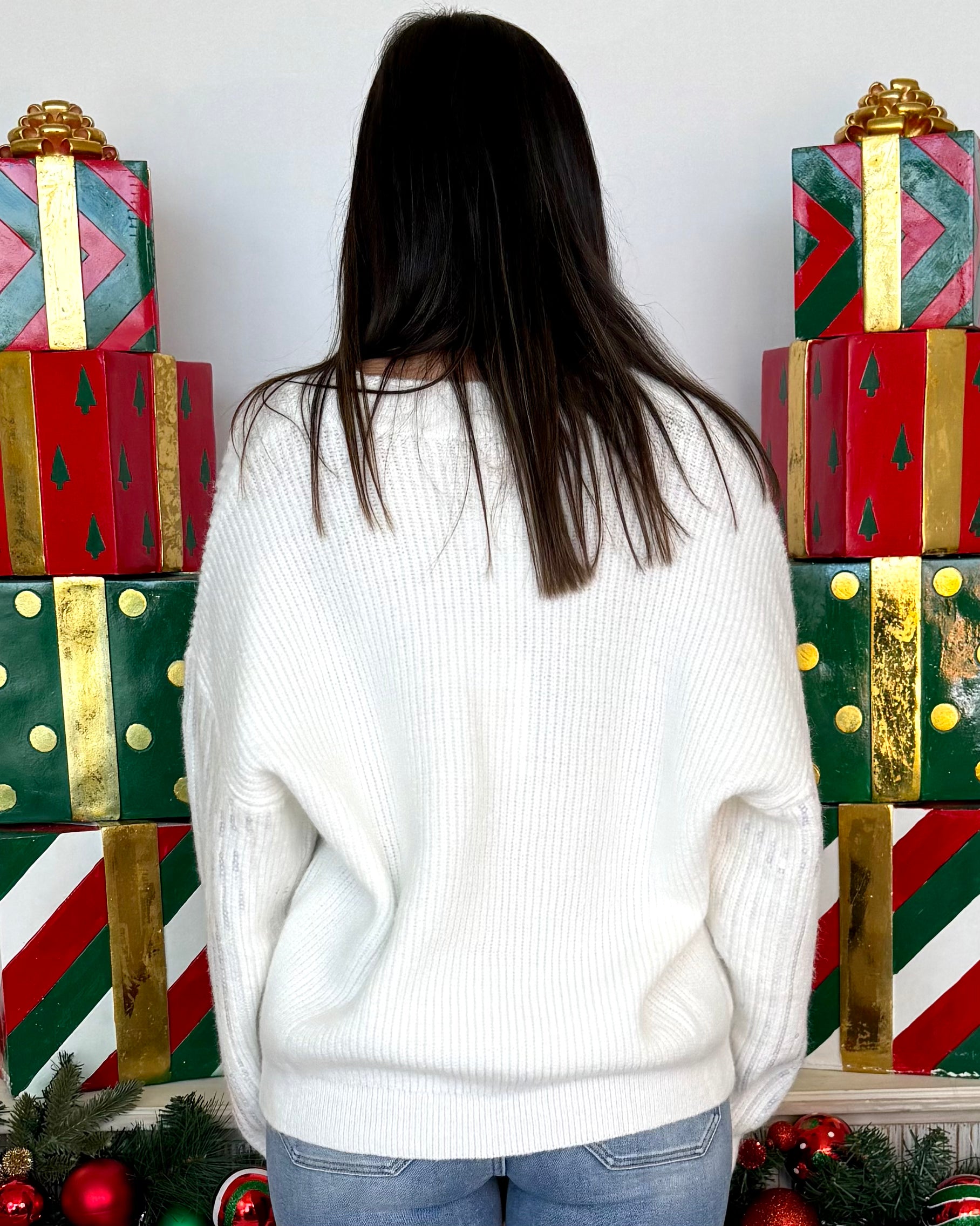 Wander With Me Ivory Clear Sequin Sweater-Shop-Womens-Boutique-Clothing