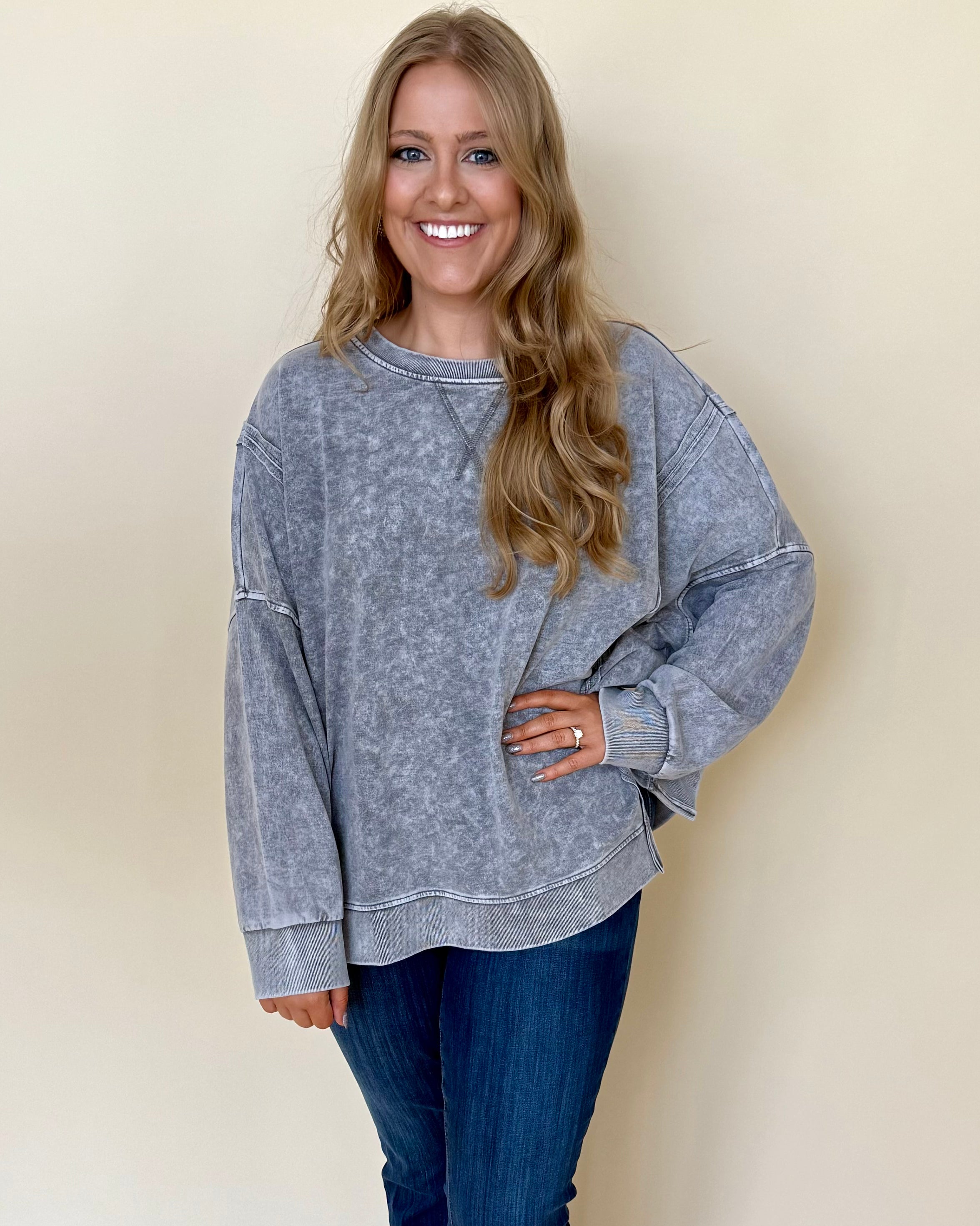 In A Day Charcoal Plus Wash Sweatshirt-Shop-Womens-Boutique-Clothing