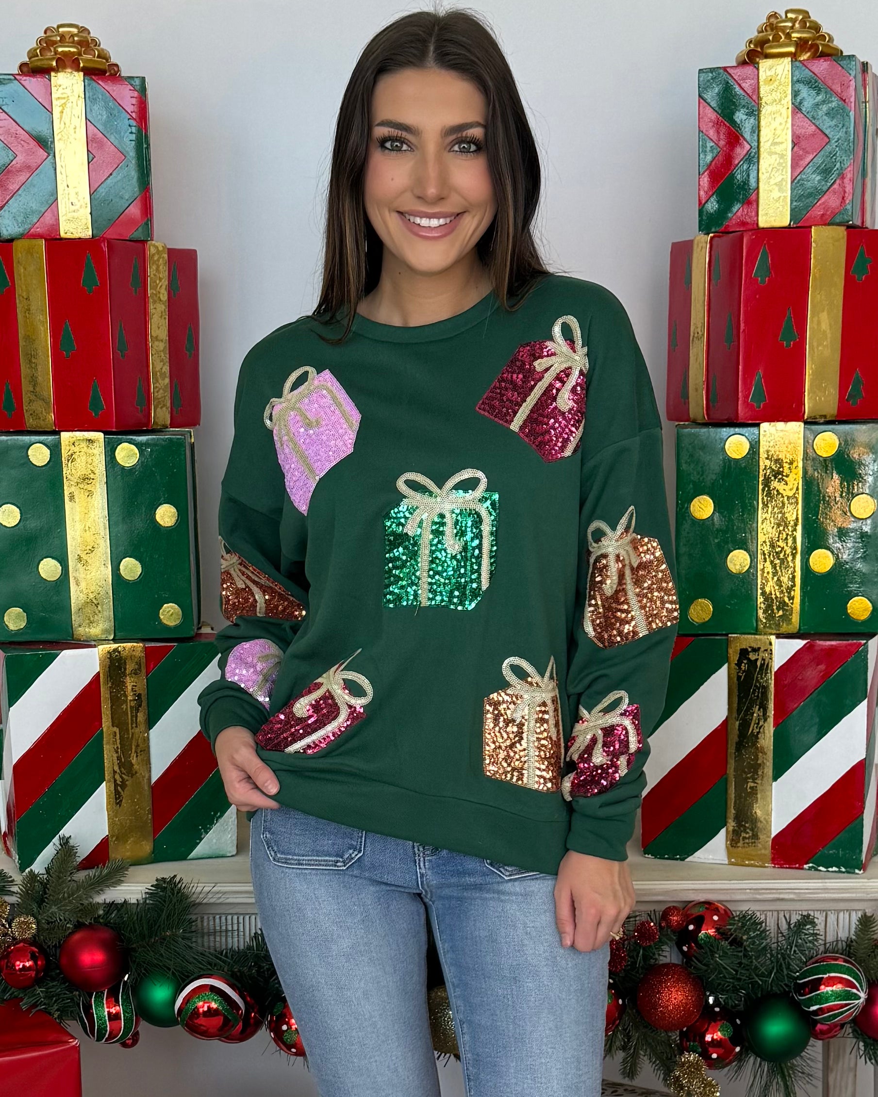 You Earned It Green Sequin Gift Top-Shop-Womens-Boutique-Clothing