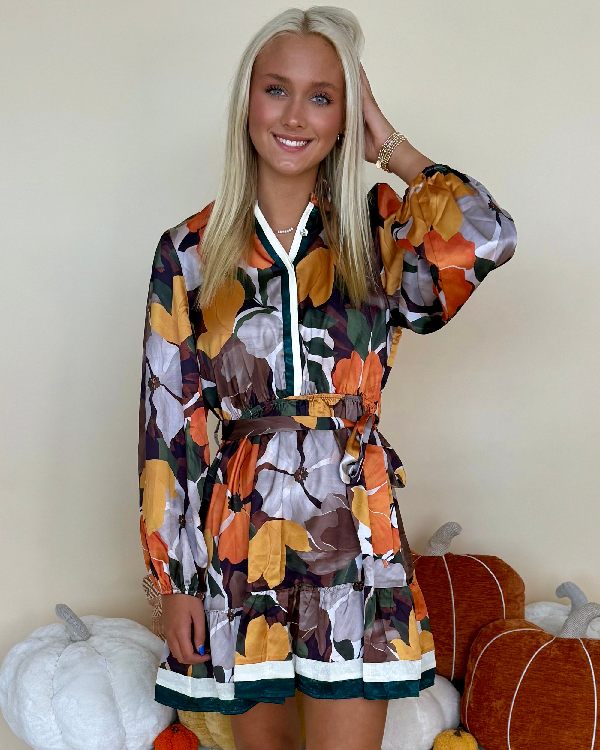 Want It My Way Multi Floral Satin Dress-Shop-Womens-Boutique-Clothing
