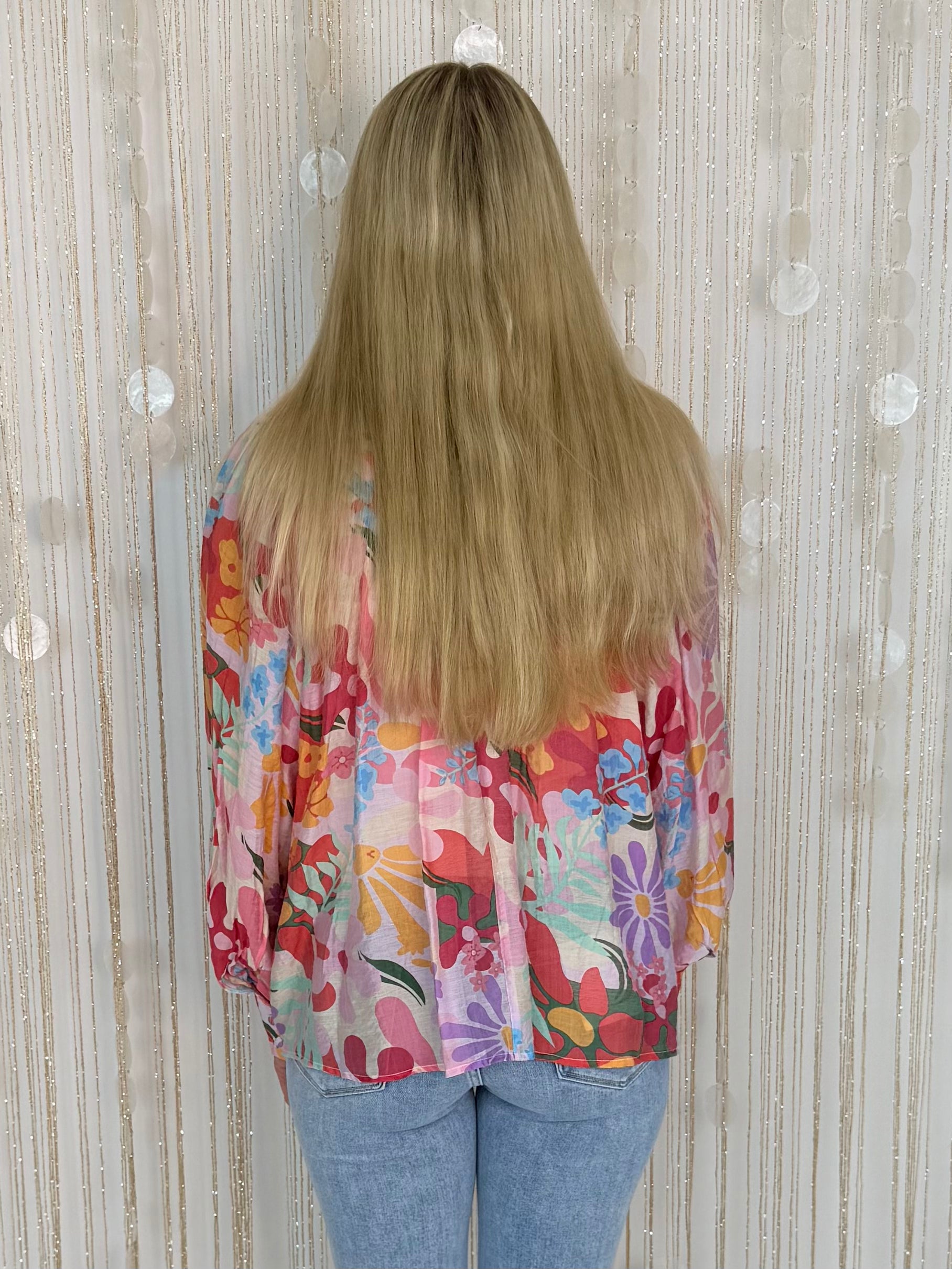 Always Lovely Raspberry Pink Floral Button Down Top-Shop-Womens-Boutique-Clothing