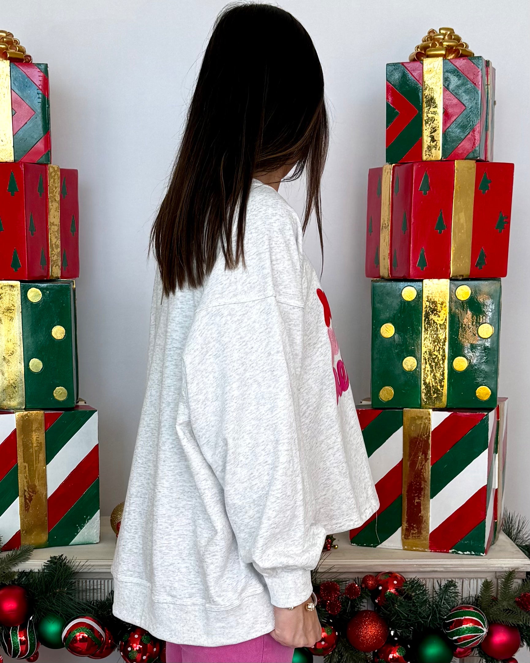 Holiday Wishes Twinkle Grey Merry Sweatshirt-Shop-Womens-Boutique-Clothing