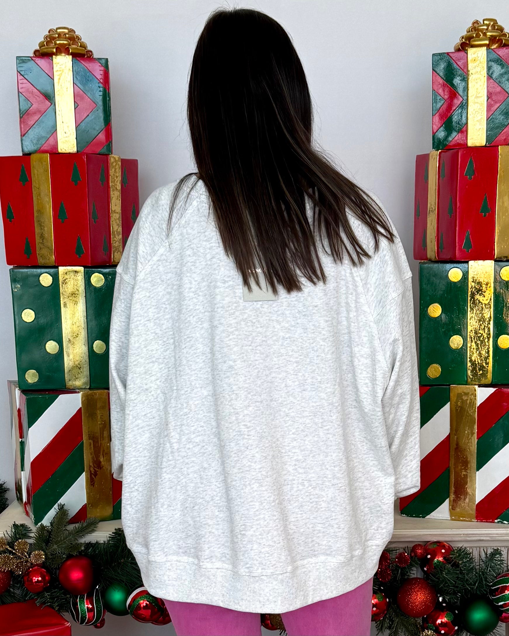 Holiday Wishes Twinkle Grey Merry Sweatshirt-Shop-Womens-Boutique-Clothing