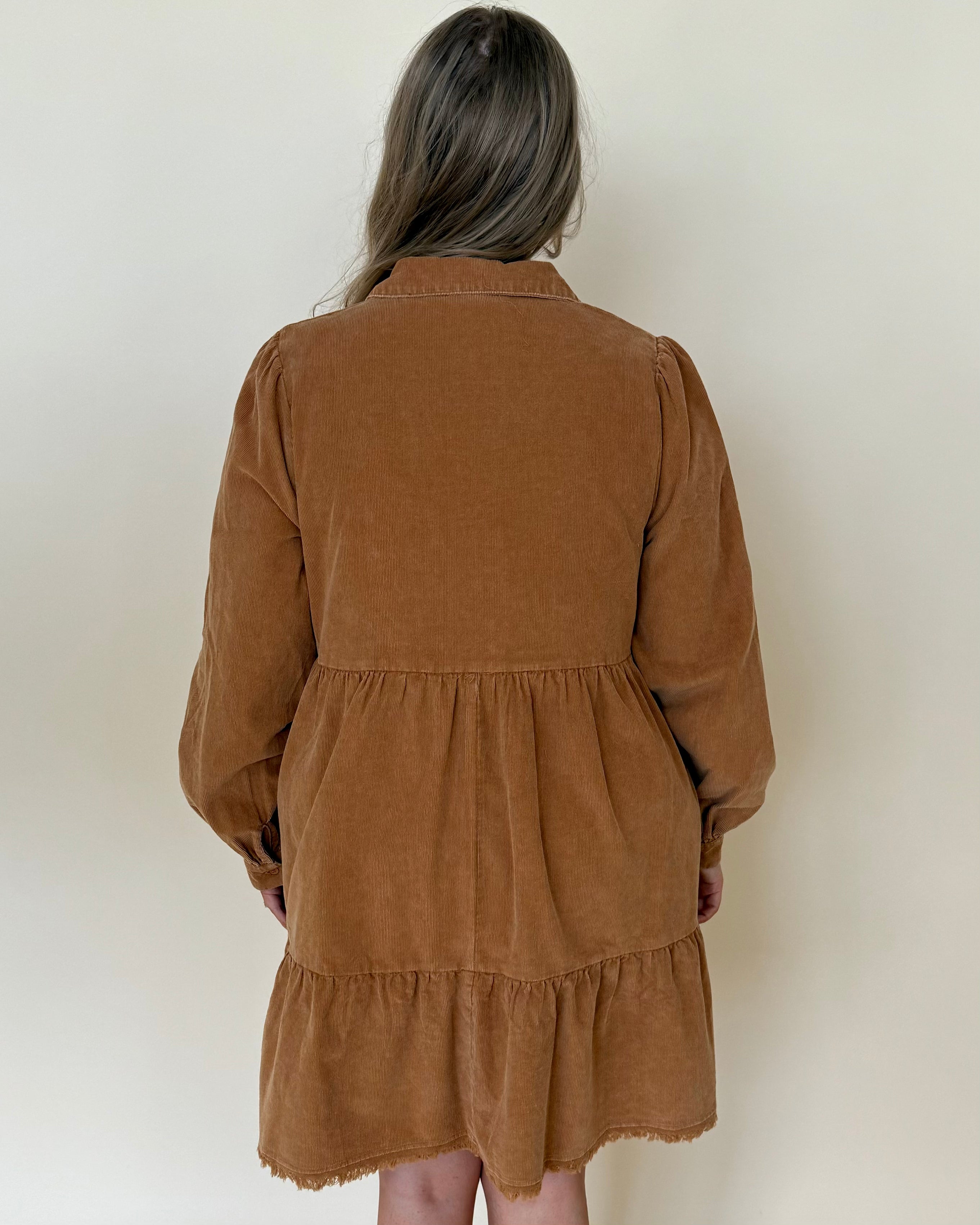 Happy Thoughts Camel Plus Corduroy Dress-Shop-Womens-Boutique-Clothing