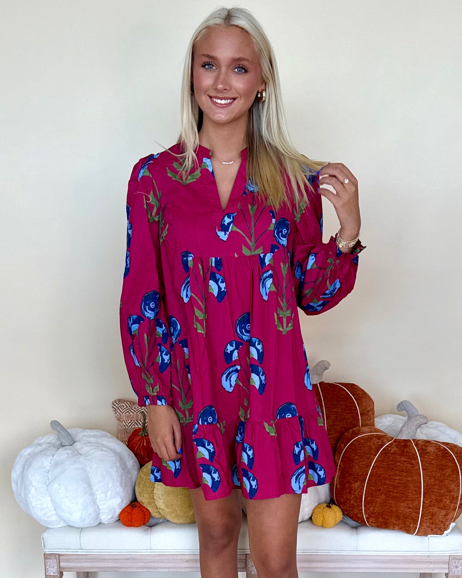 Make It Count Berry Floral Babydoll Dress-Shop-Womens-Boutique-Clothing