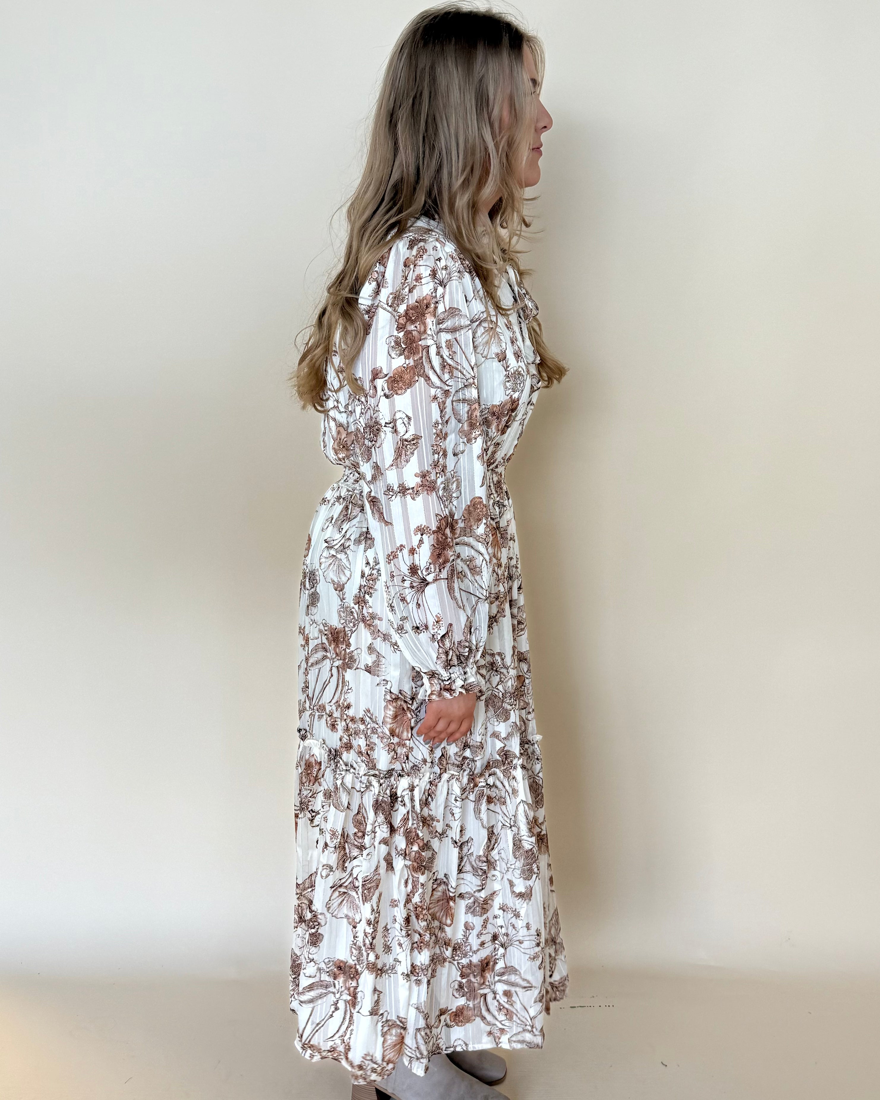 Layers Of Love Brown Plus Floral Midi Dress-Shop-Womens-Boutique-Clothing