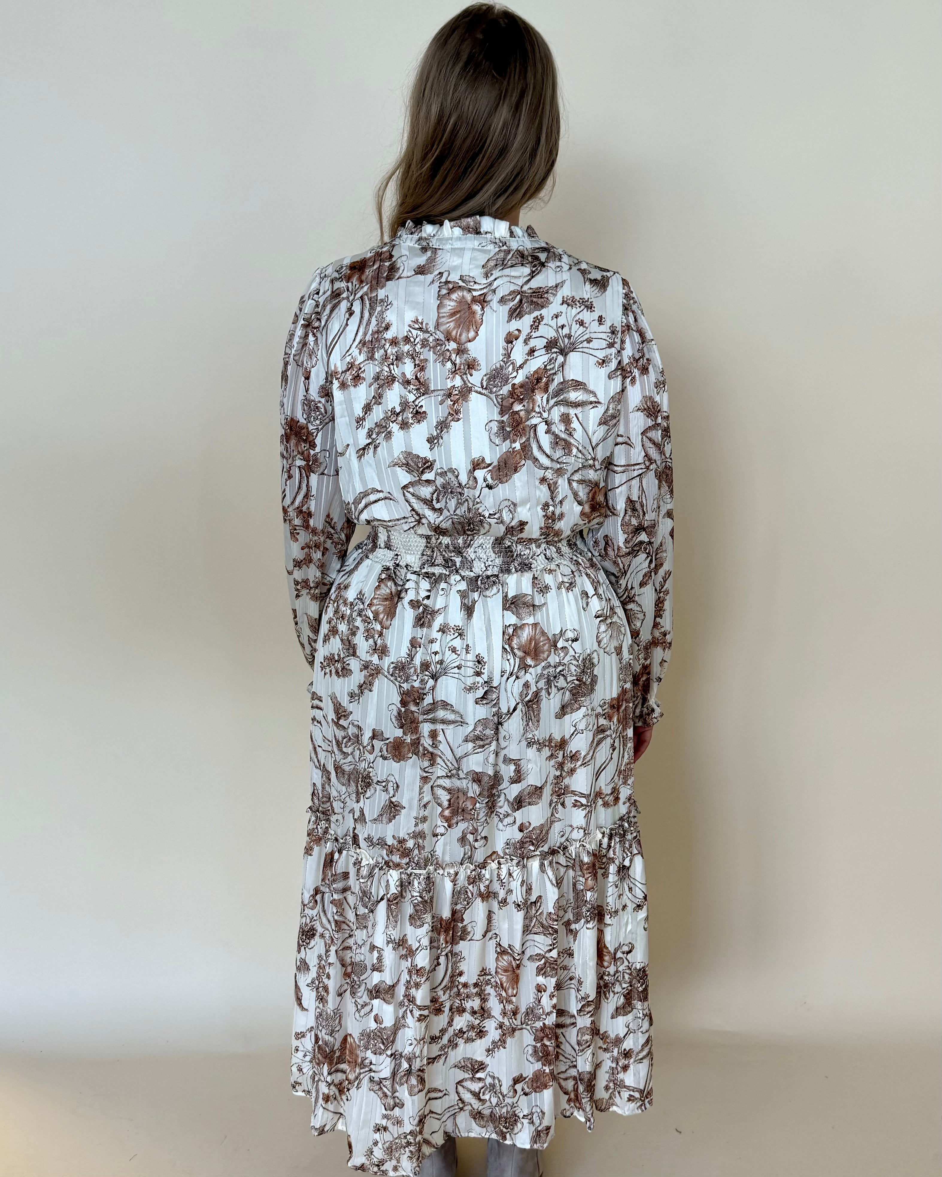 Layers Of Love Brown Plus Floral Midi Dress-Shop-Womens-Boutique-Clothing