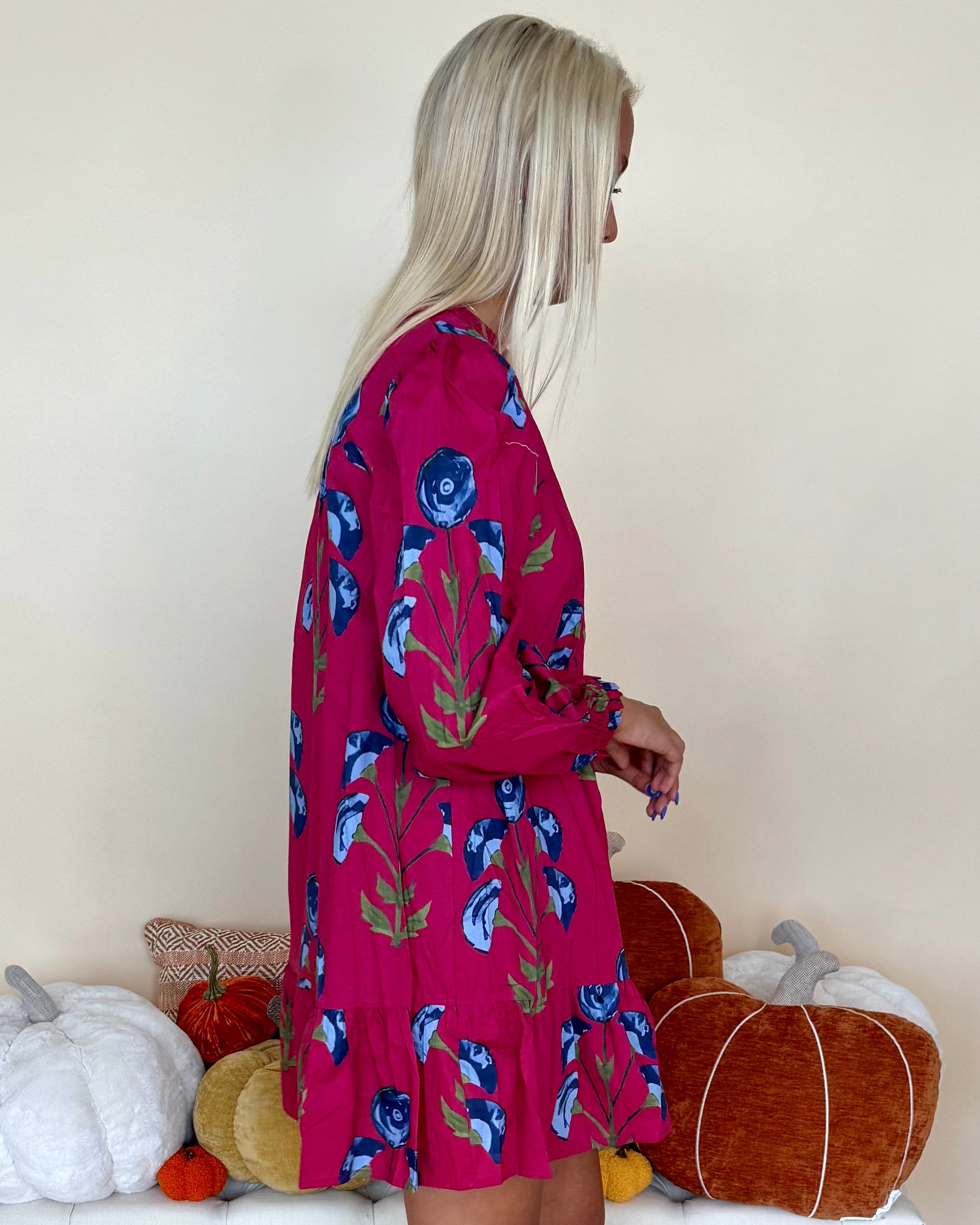 Make It Count Berry Floral Babydoll Dress-Shop-Womens-Boutique-Clothing