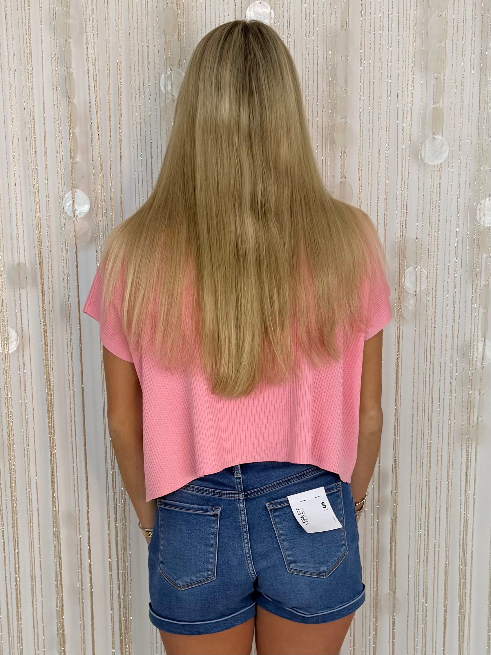 Happy Girl Hot Pink Mock Neck Sweater-Shop-Womens-Boutique-Clothing