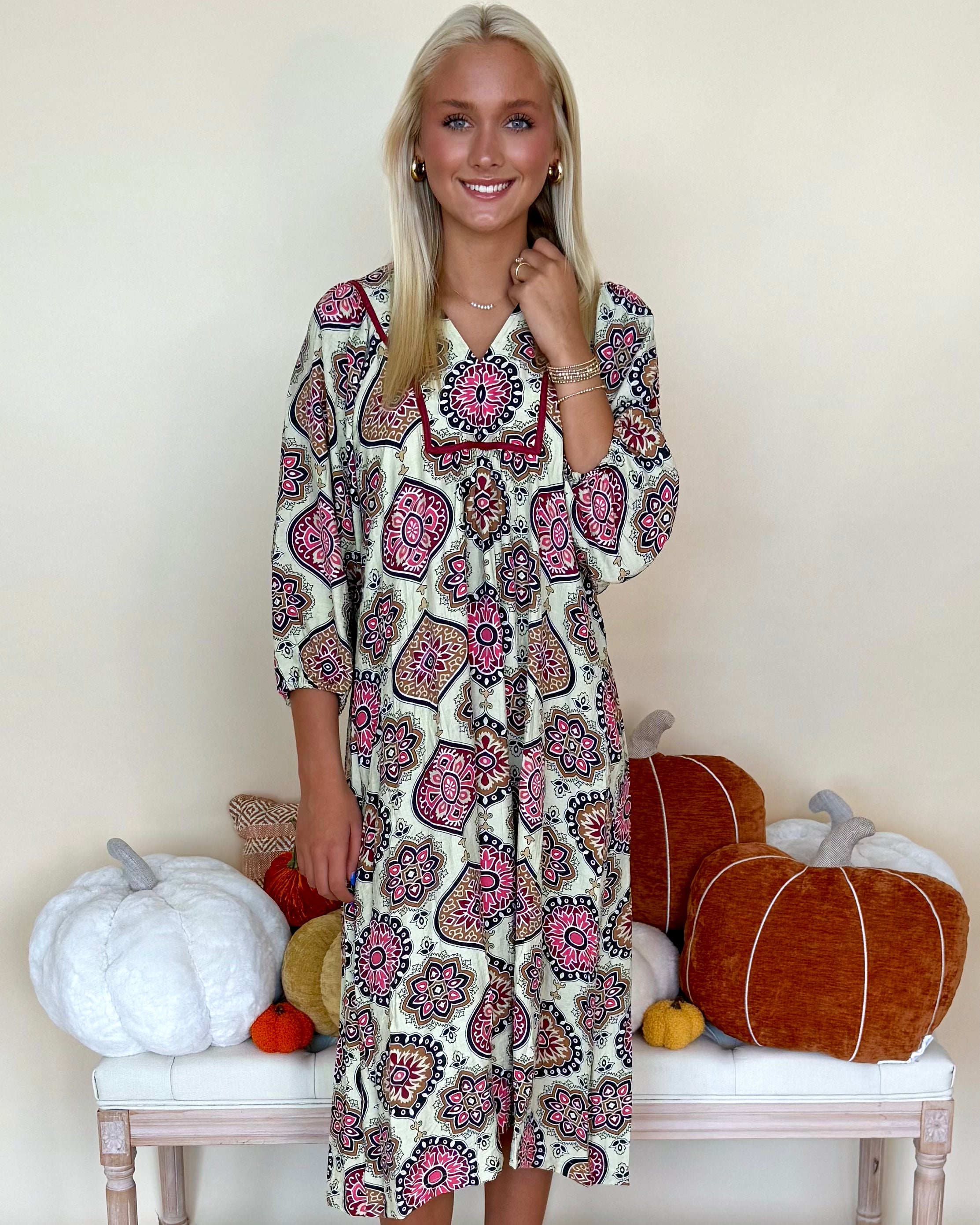 My Mark Berry Mix Abstract Midi Dress-Shop-Womens-Boutique-Clothing