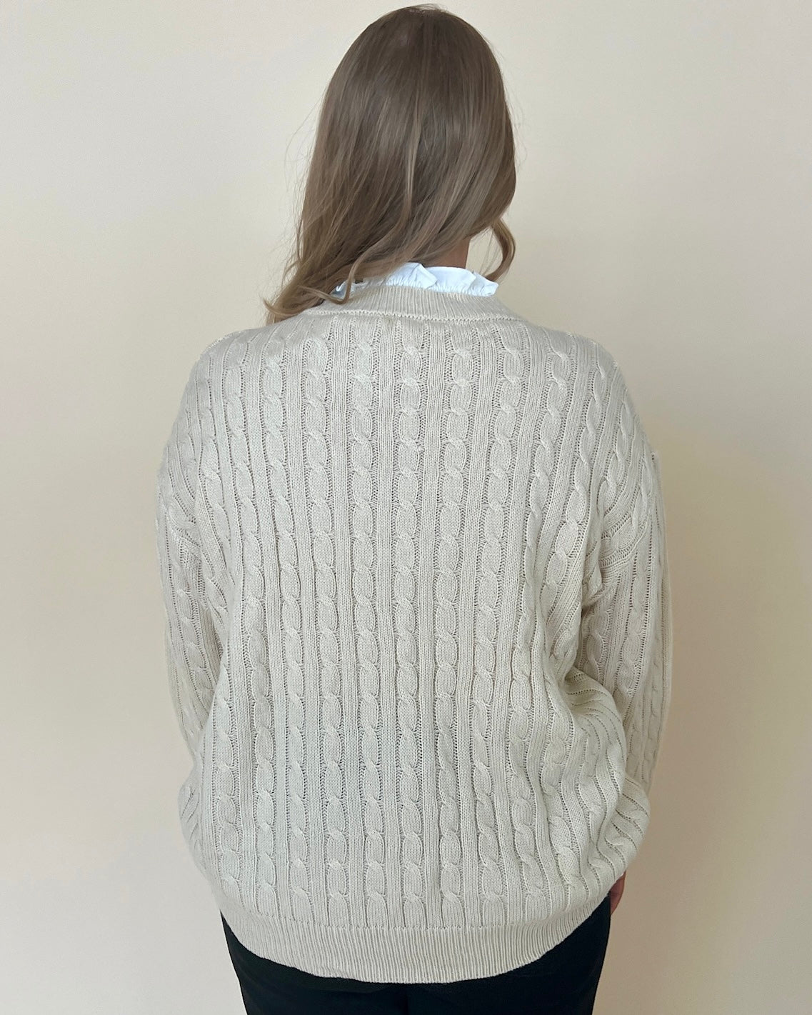 On Time Cream Plus Knit Ruffle Shirt Sweater-Shop-Womens-Boutique-Clothing