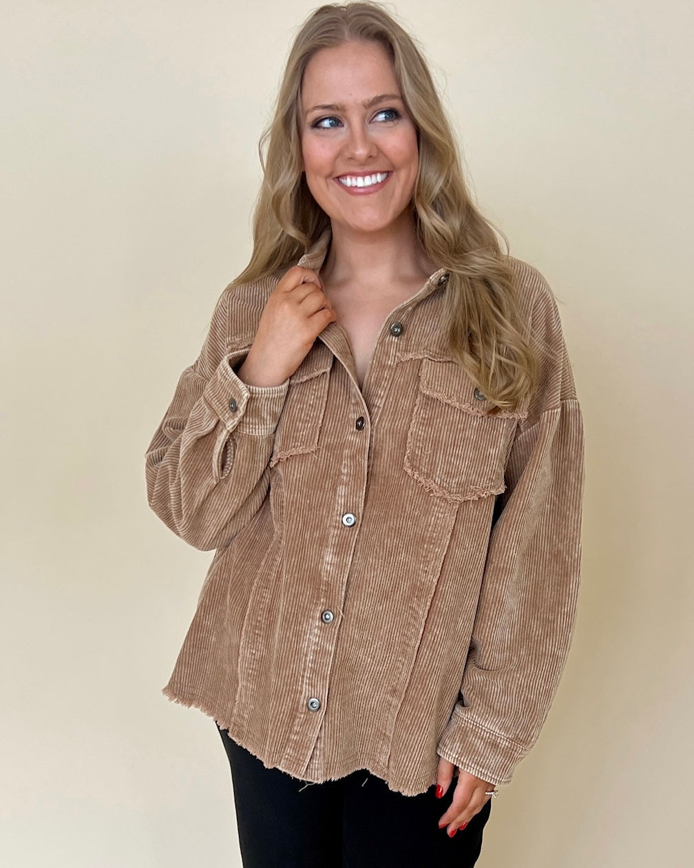 Good Side Mocha Plus Corduroy Jacket-Shop-Womens-Boutique-Clothing