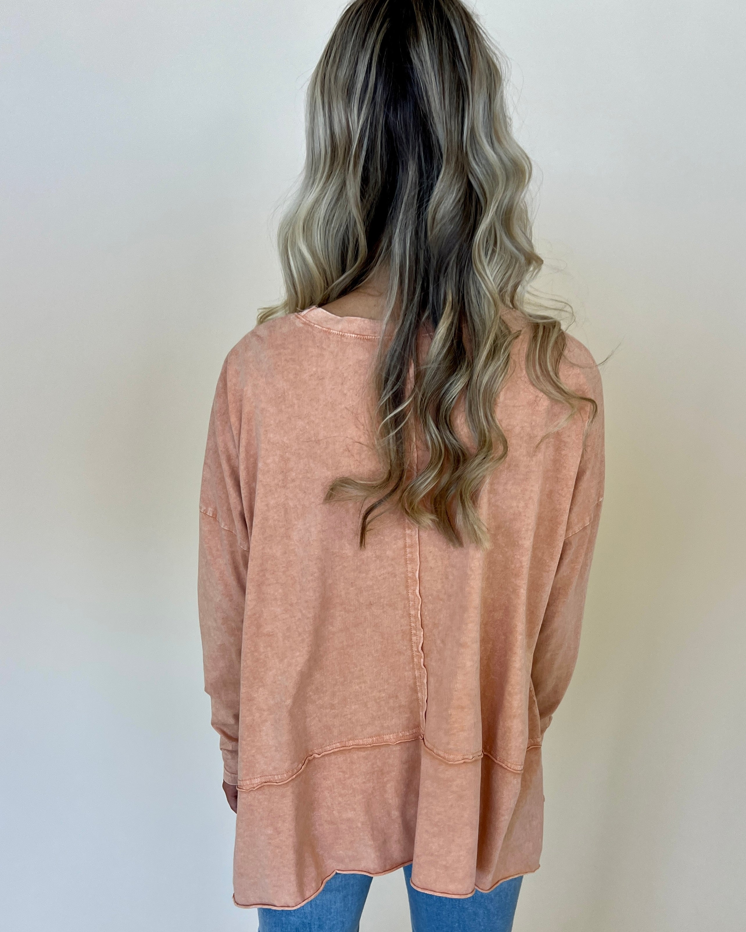 Glamorous Rusty Coral Mineral Washed Top-Shop-Womens-Boutique-Clothing