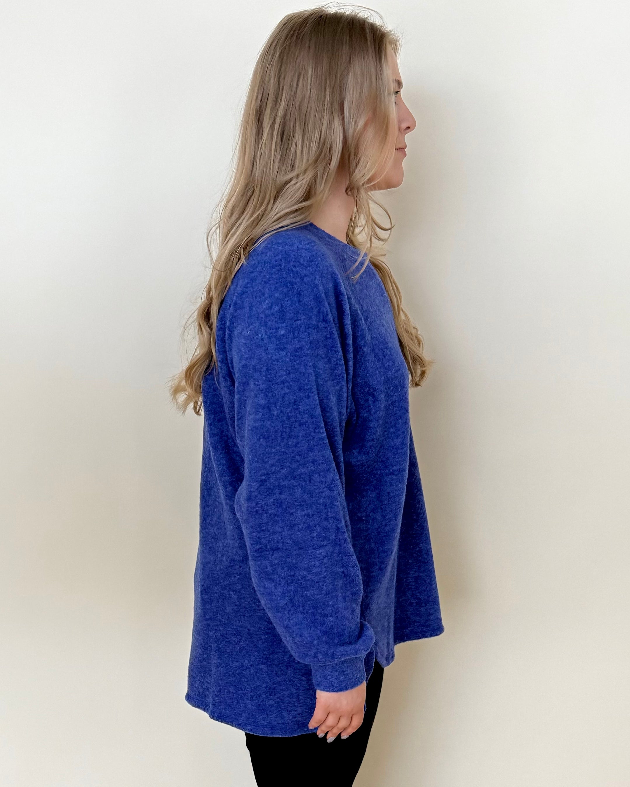 Listen Closely Bright Blue Plus Henley Sweater-Shop-Womens-Boutique-Clothing