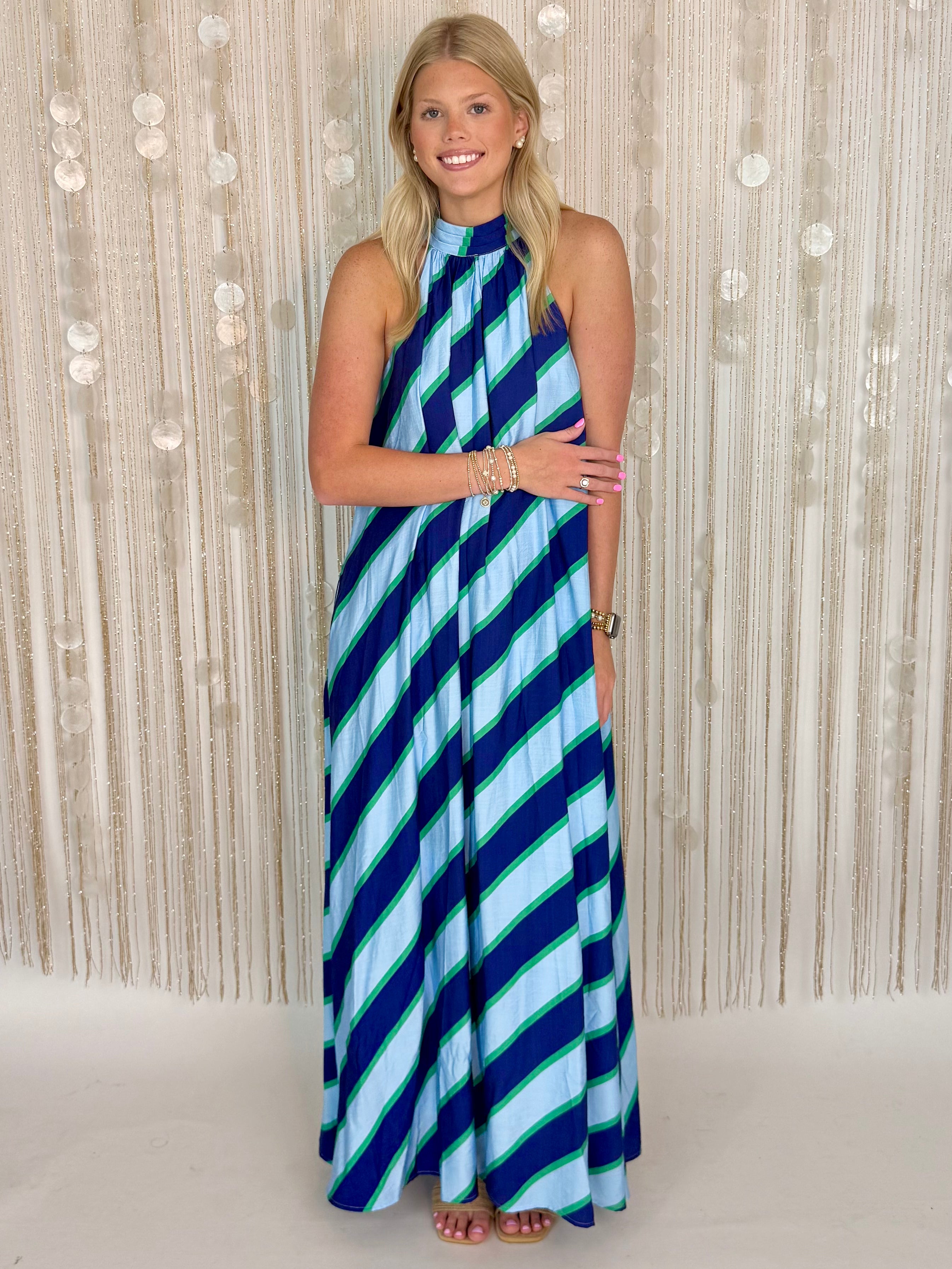 Love Language Navy Halter Neck Maxi Dress Large
