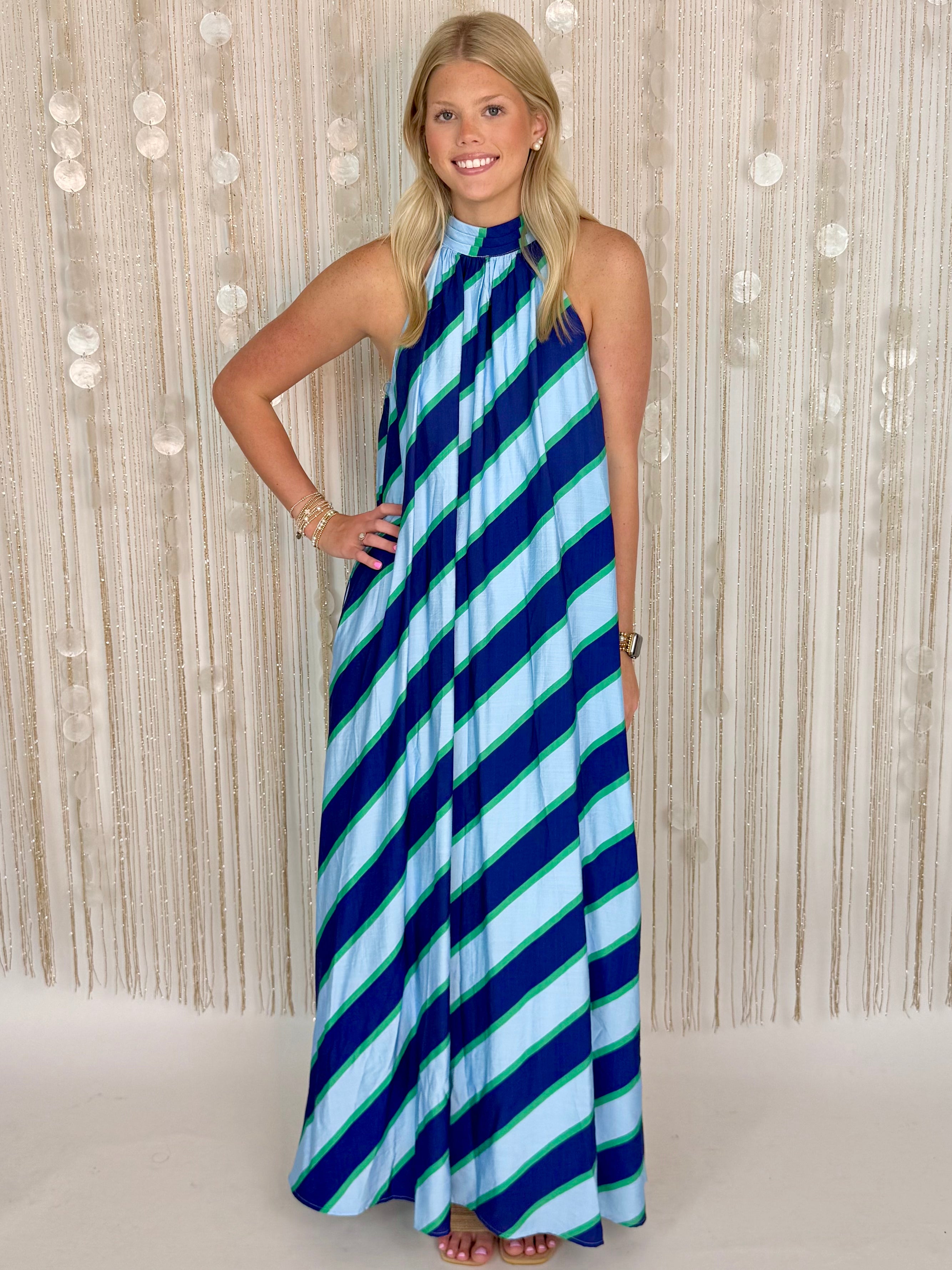 Love Language Navy Halter Neck Maxi Dress Large Love Language Navy Halter Neck Maxi Dress Large