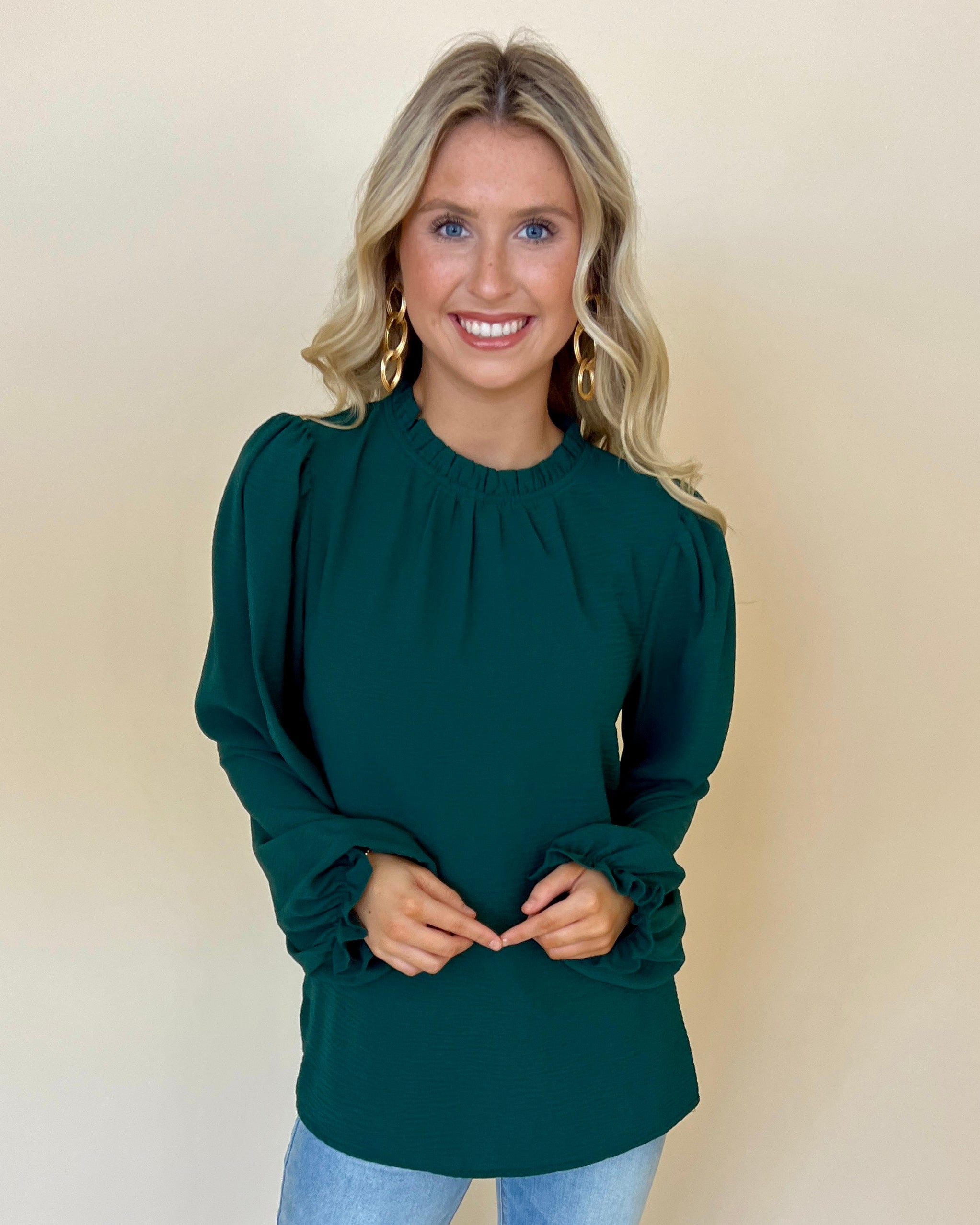 Just Right Hunter Ruffle Top-Shop-Womens-Boutique-Clothing
