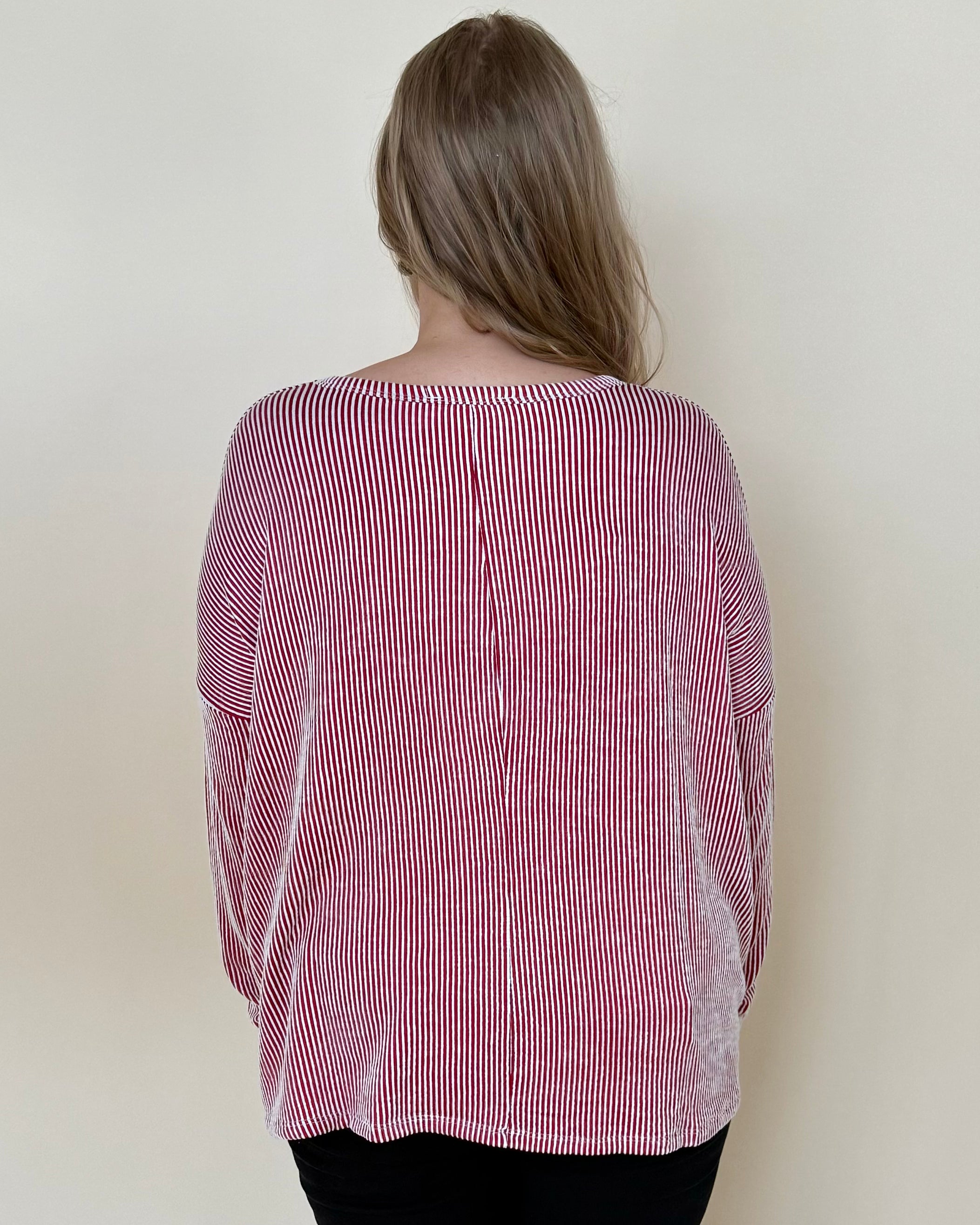 In Between Dark Red Plus Ribbed Top-Shop-Womens-Boutique-Clothing