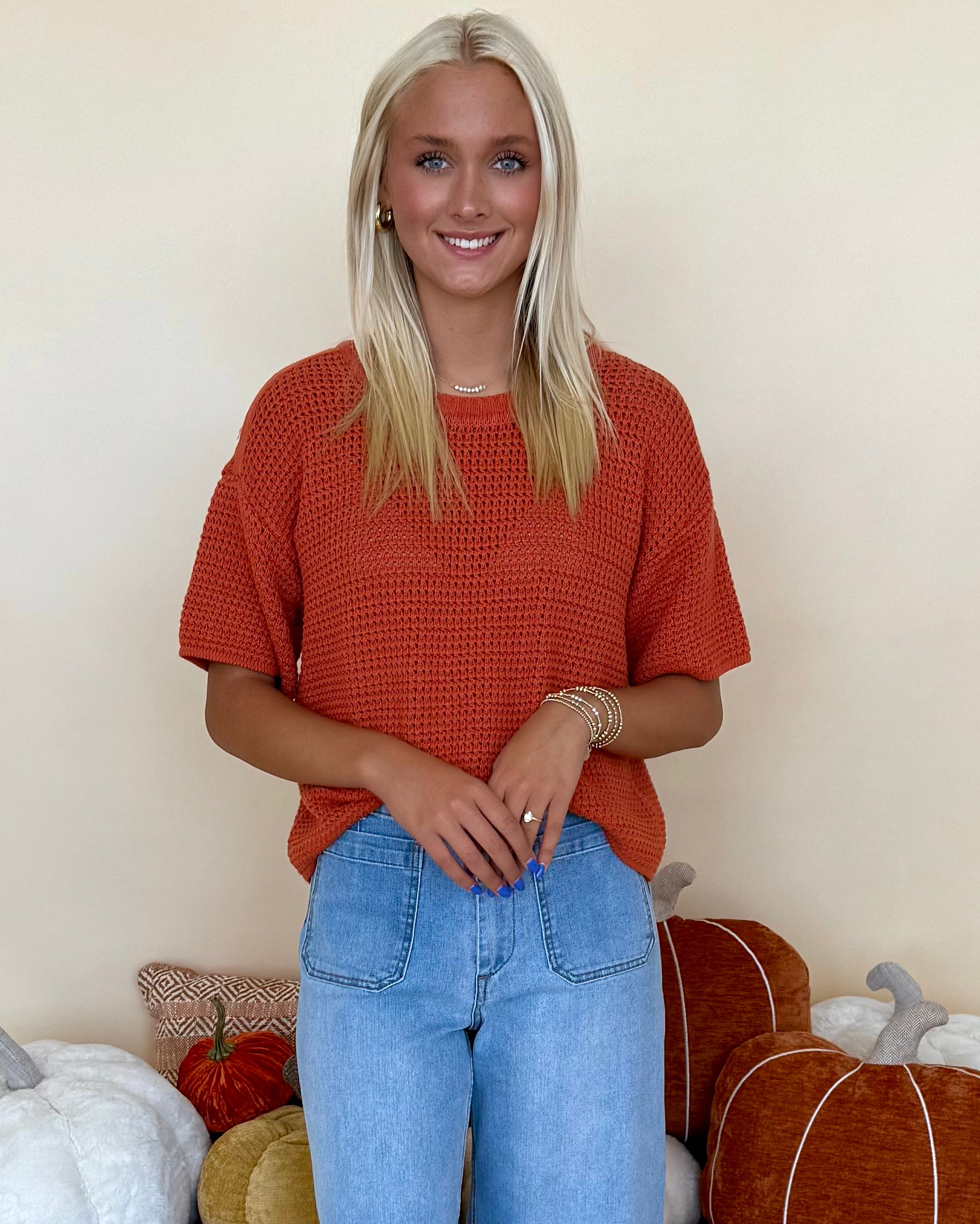 Made Sense Clay Waffle Knit Top-Shop-Womens-Boutique-Clothing