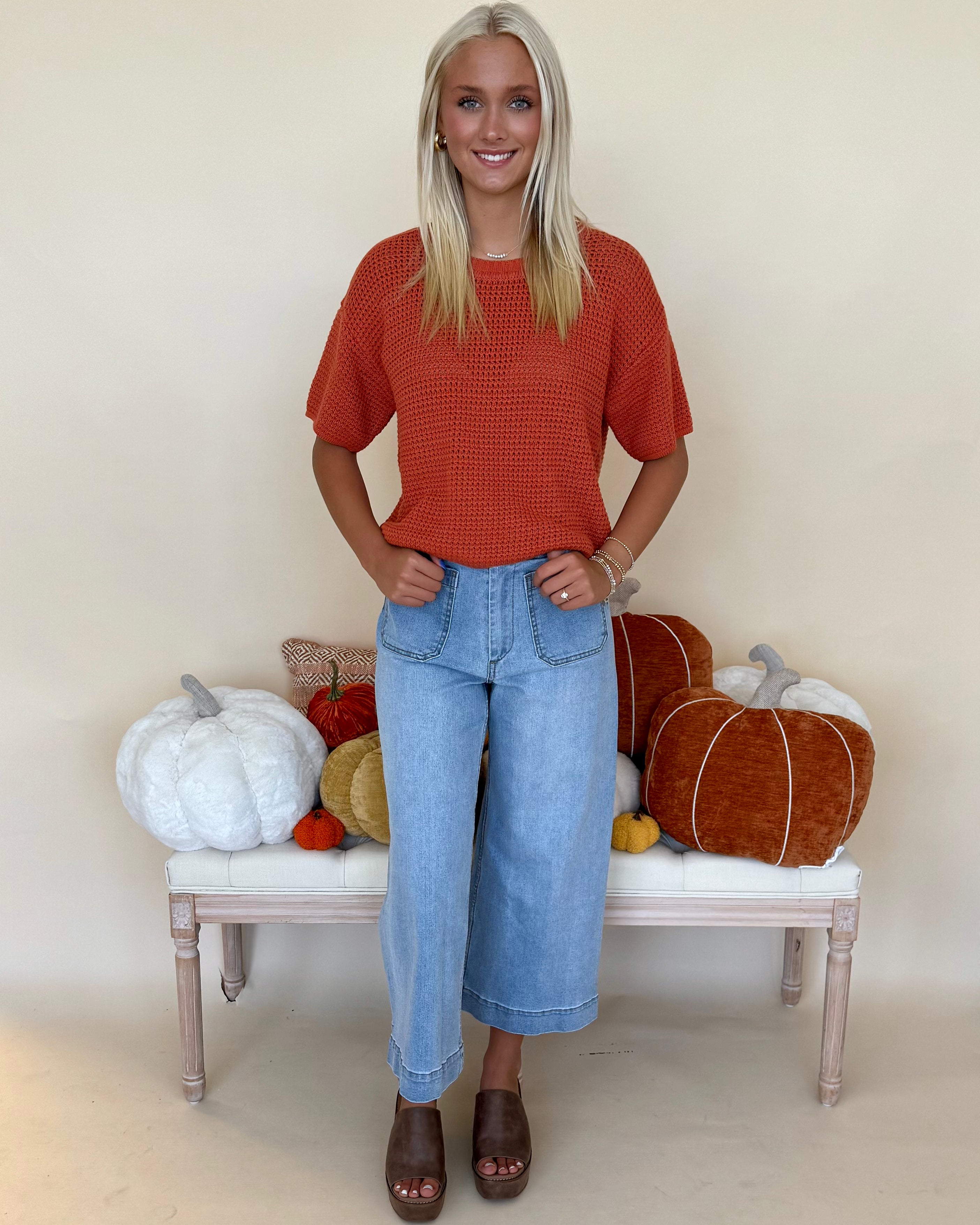 Made Sense Clay Waffle Knit Top-Shop-Womens-Boutique-Clothing