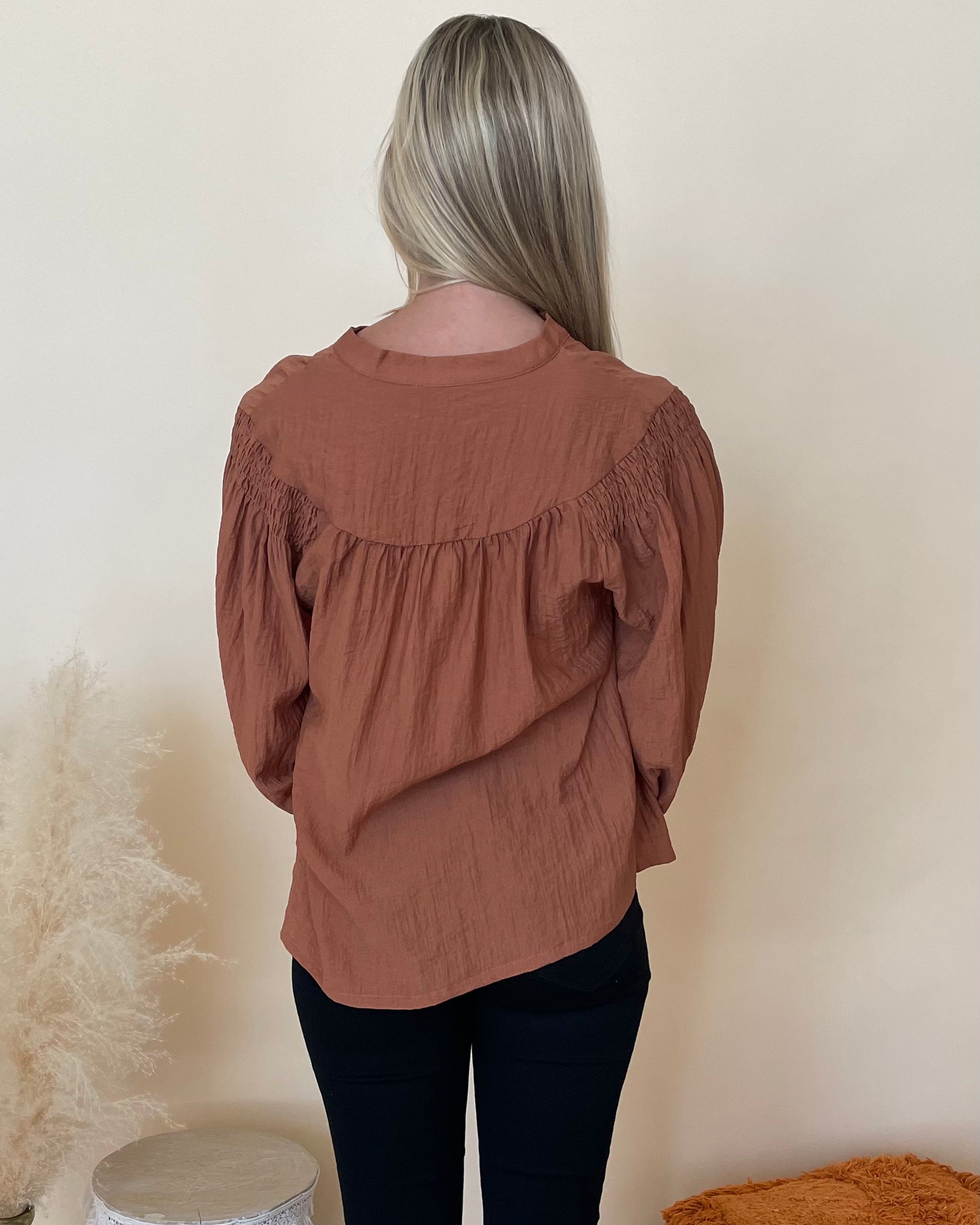 The Date Cinnamon Crinkle Top-Shop-Womens-Boutique-Clothing