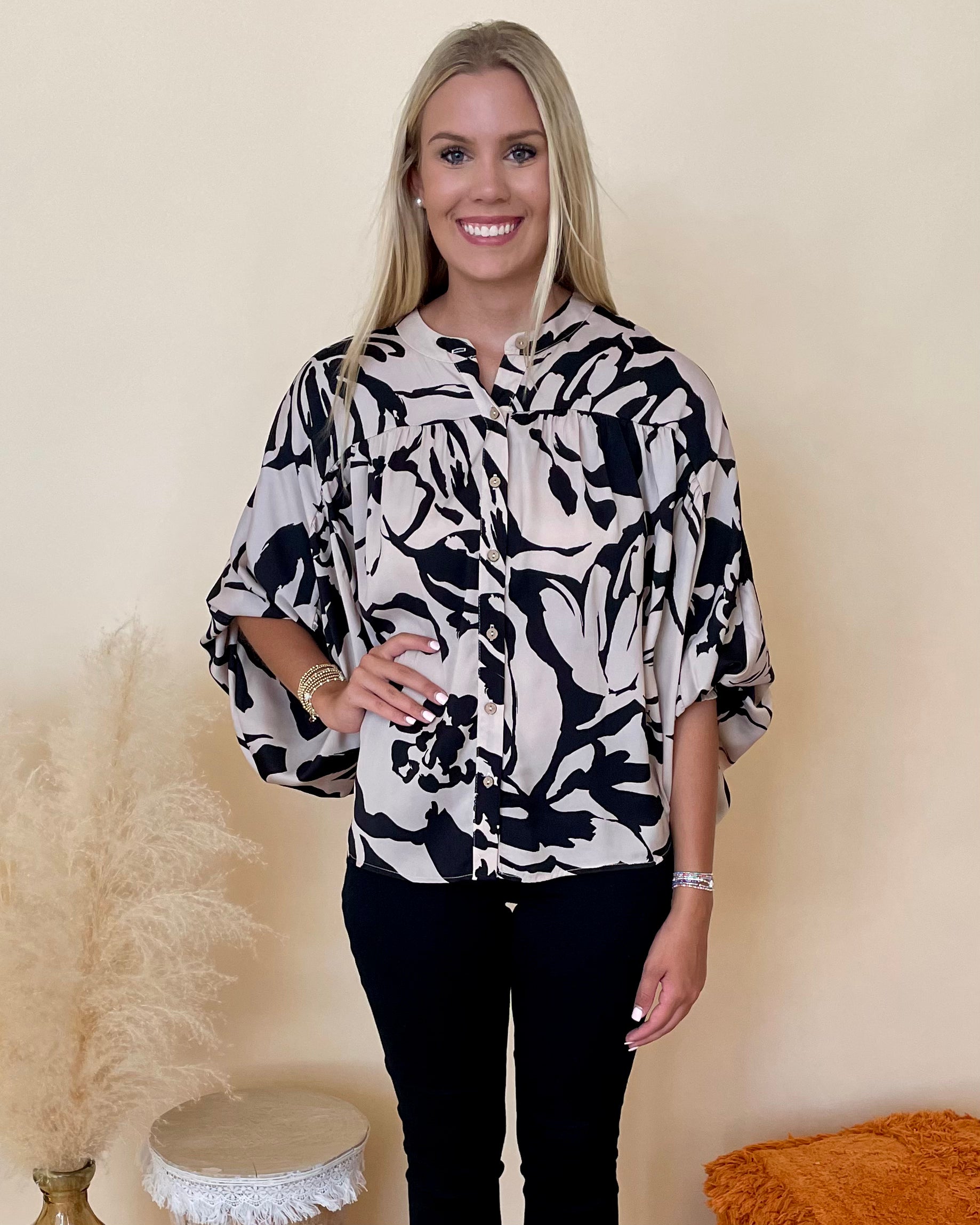 Unmatched Black Taupe Print Top-Shop-Womens-Boutique-Clothing