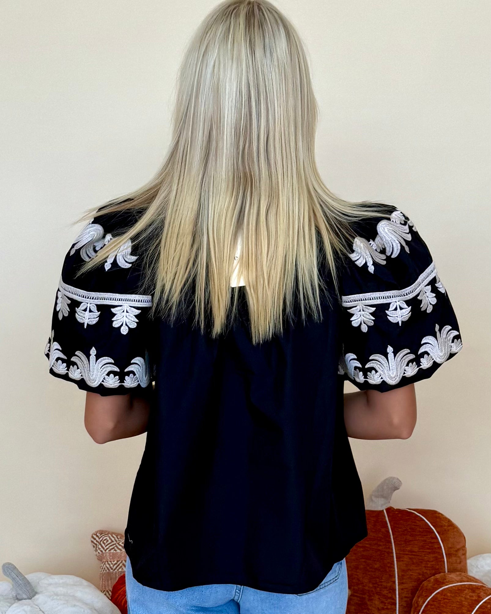 Catching Up Black Embroidered Top-Shop-Womens-Boutique-Clothing