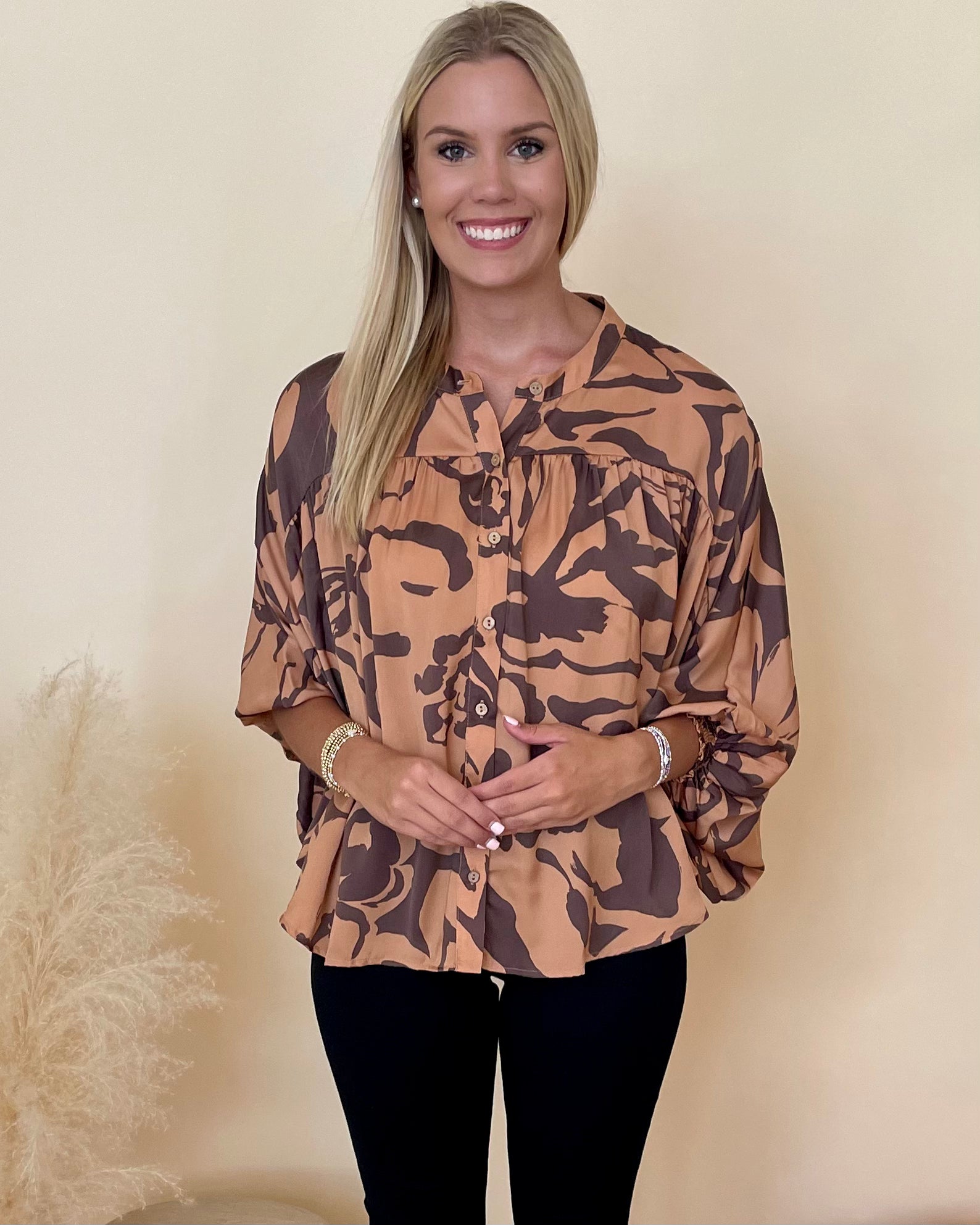 Unmatched Mocha Brown Print Top-Shop-Womens-Boutique-Clothing