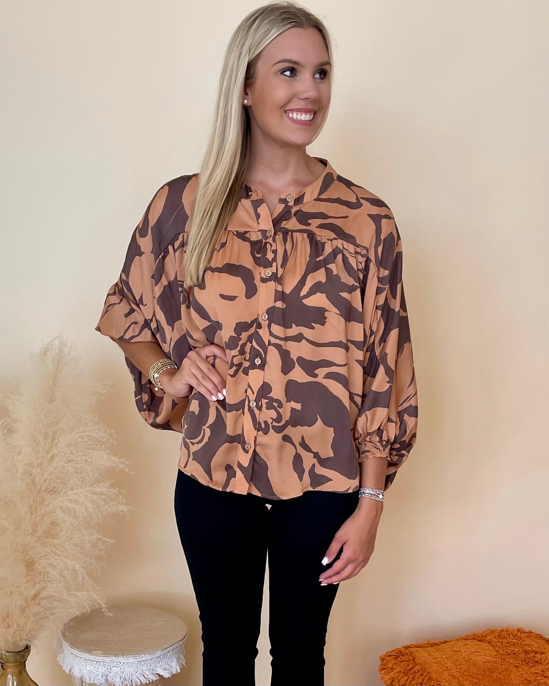 Unmatched Mocha Brown Print Top-Shop-Womens-Boutique-Clothing